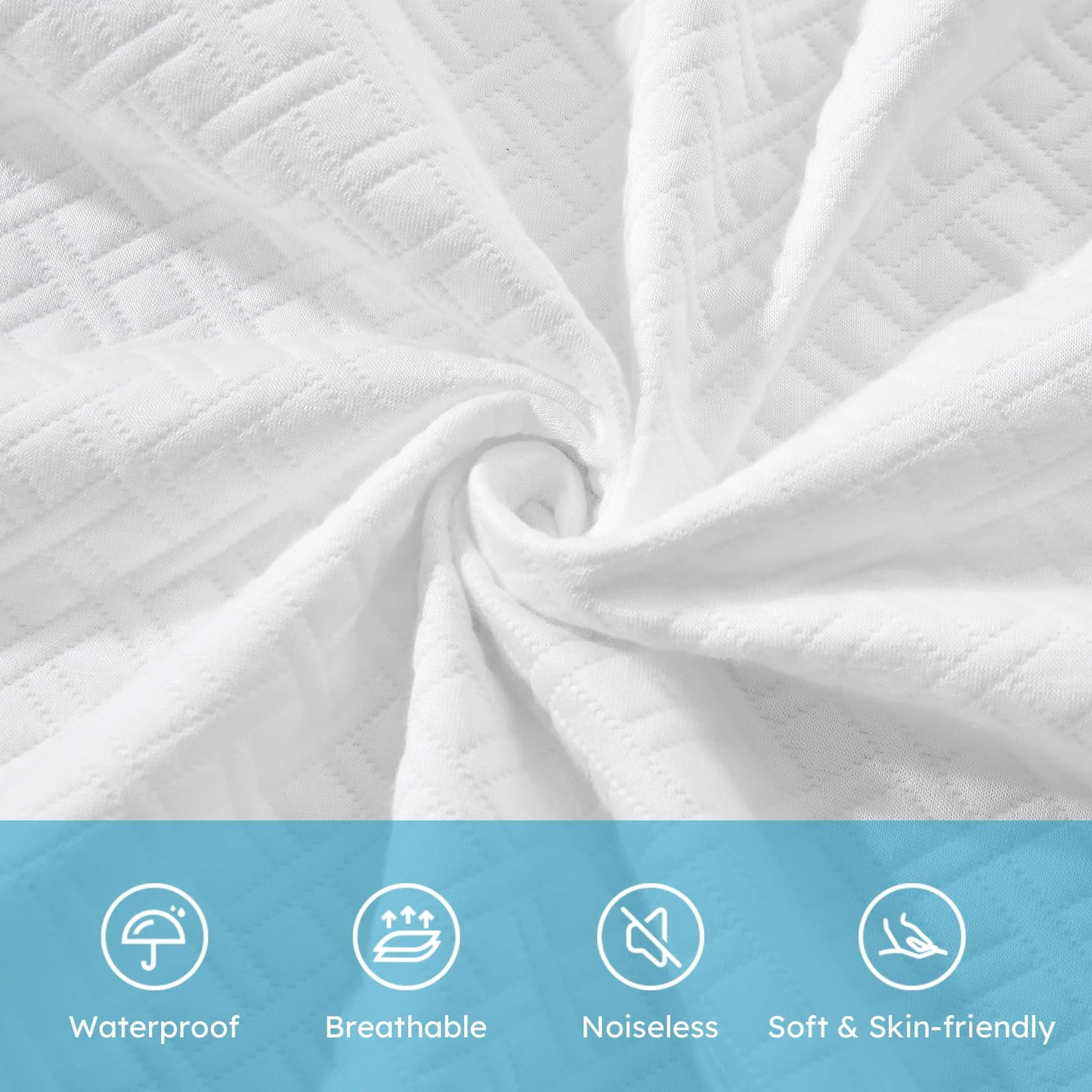 Cozymaker King Size 100% Waterproof Mattress Protector, Cooling Mattress Cover Fitted 8-21" Deep Pocket, 3D Air Fabric Soft Breathable Bed Mattress Pad Cover Noiseless Washable