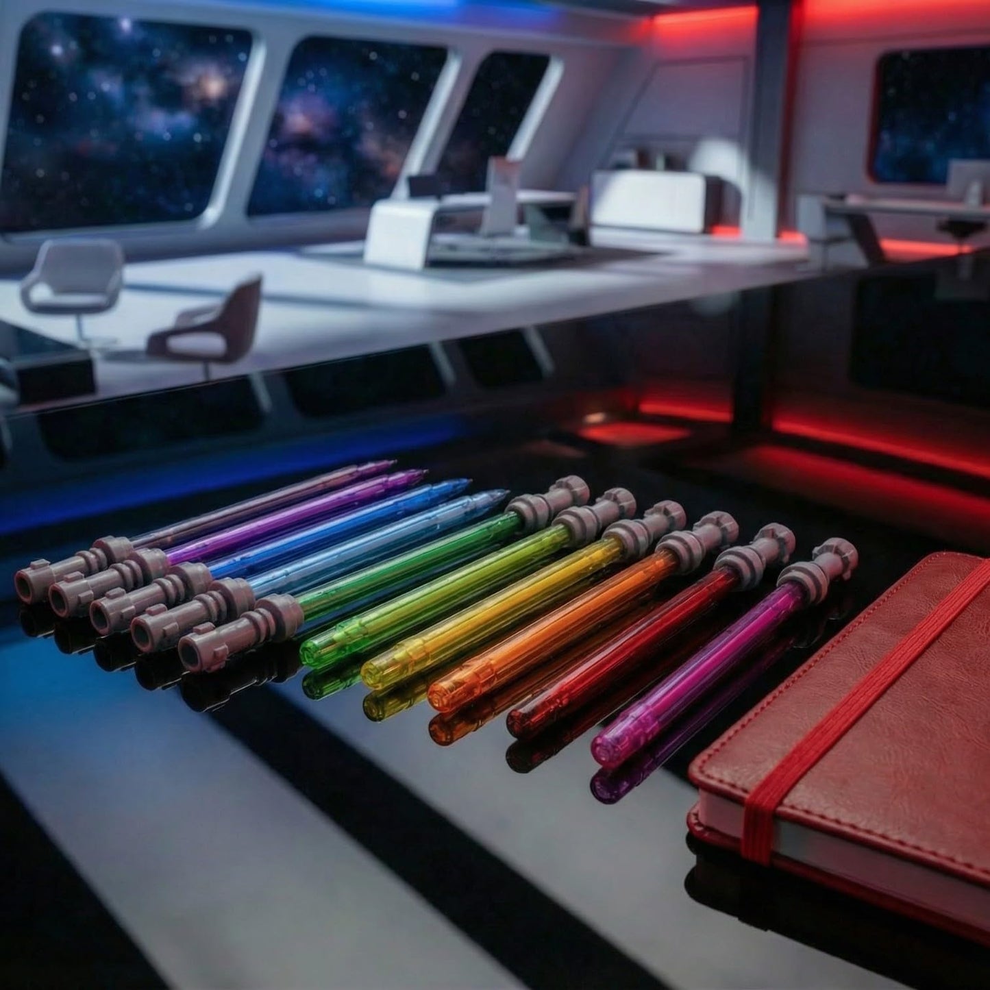IQ LEGO Star Wars Lightsaber Gel Pen 10 Pack (53116) - Rainbow of 10 Colors, Refillable Pens for Teens and Adults, Ideal Star Wars Teacher Gifts and Office Supplies for Desk