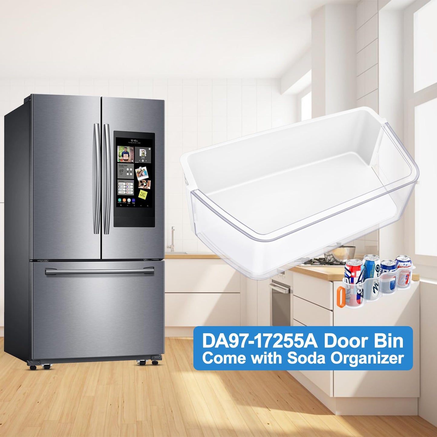 UPGRADED DA97-17255A Refrigerator Door Bin Compatible with Samsung Refrigerator Door Shelf Replacement,Right Fridge Door Shelf Parts AP6784023, RF265BEAESG/AA, RF265BEAESR/AA, RF262BEAESR Door Shelves