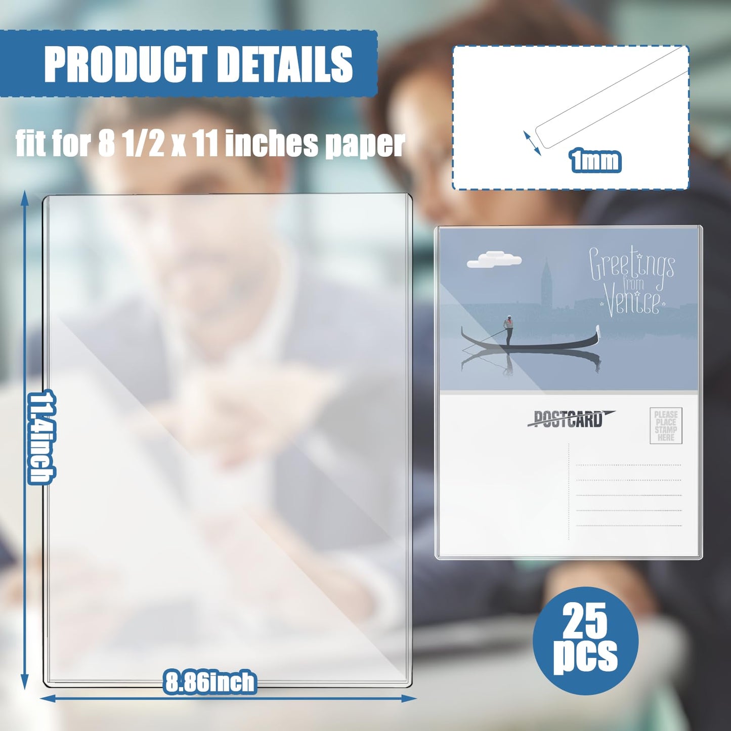 25 Pcs 8 1/2" x 11" Rigid Print Protectors Clear Sheet Protectors Hard Plastic Paper Page Magazine Protectors for Collectors Rigid Top Loaders Document Holder Birth Certificate Protector