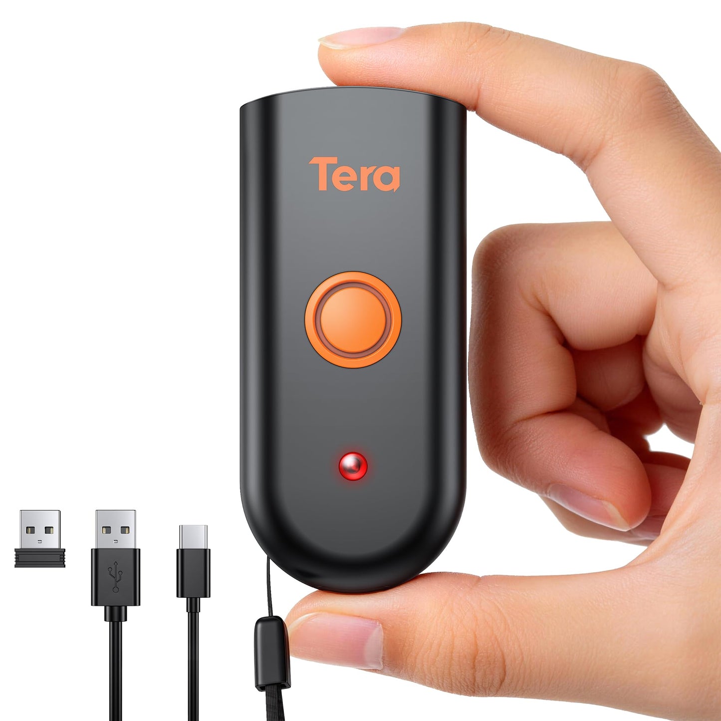 Tera Mini 1D 2D QR Wireless Barcode Scanner, Waterproof Shockproof Pocket Scanner, 3-in-1 BT & USB Wired & 2.4G Bar Code Reader Portable Image Scanner Work with iOS Windows Android 1200
