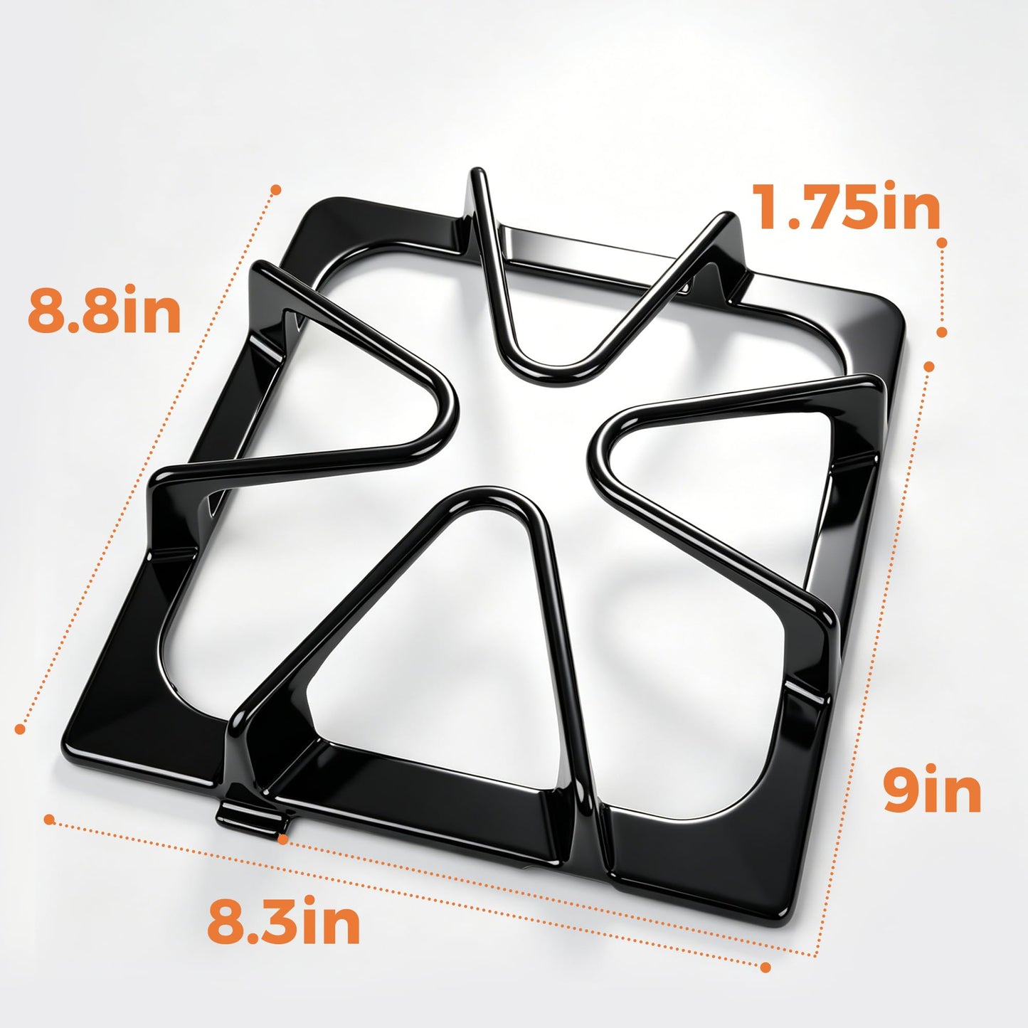 4 Pack W10447925 Burner Grates for Whirlpool Gas Range - 8.3 x 8.8 IN Upgraded Cast Iron Cooktop Grates Compatible with Kenmore Maytag Amana and Inglis Stoves Gas Stove Top Burner Rack