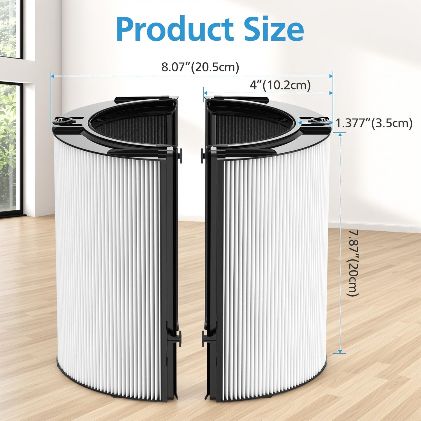 2 Pack Combi 360°Glass Filter For Dyson HP1 HP2 TP09 TP07 TP06 TP04 TP10 TP7A HP04 HP06 HP07 HP09 HP10 HP4A HP7A PH01 PH02 PH03 PH04 PH3A DP04 PC1 PC2 Air Purifier, Activated Carbon Filter #965432-01