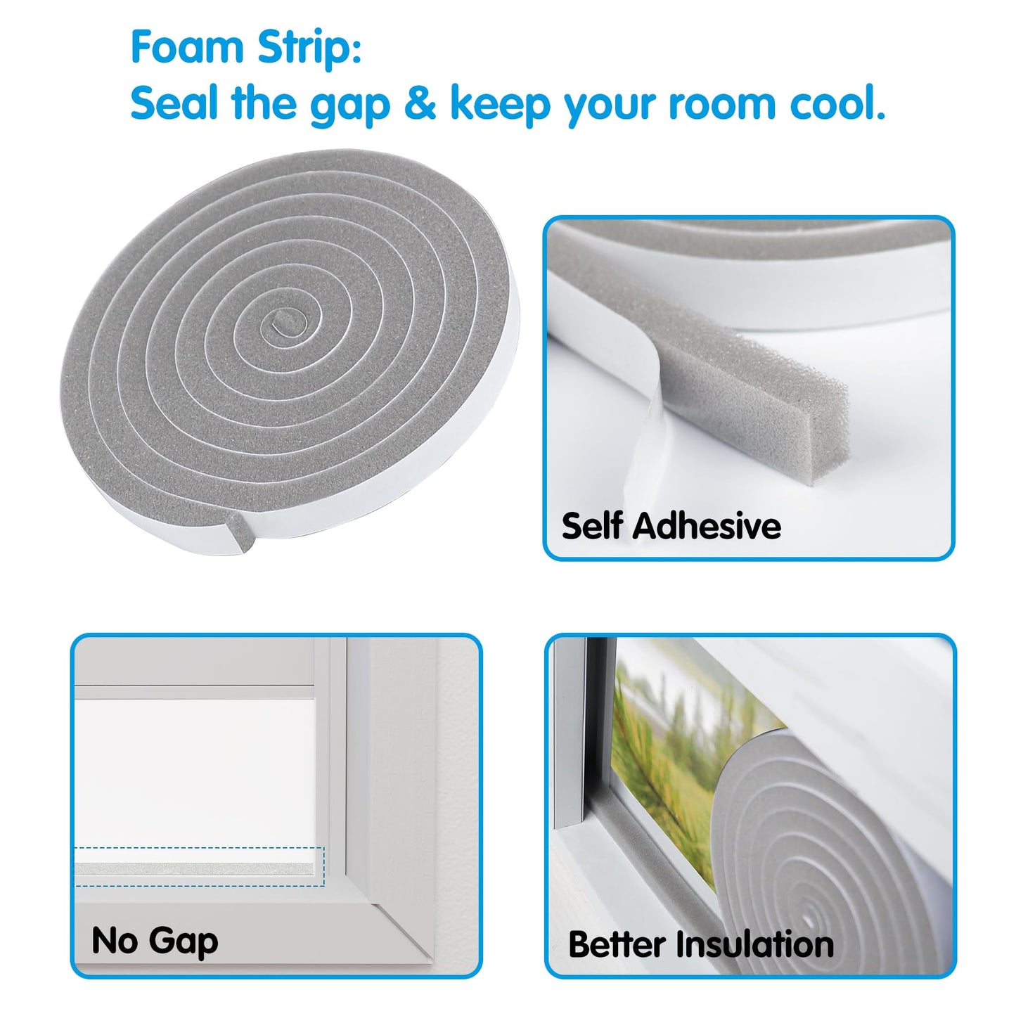 Air Jade Dual Hose Portable Air Conditioner Window Seal Kit, 3 Pcs AC Window Vent Kit for Dual Hose Portable Air Conditioner with 5.9" Diameter Vent Pipe