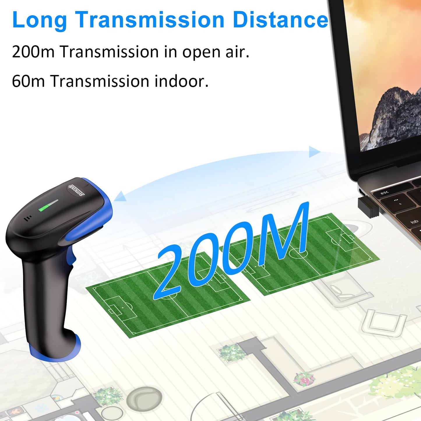 Symcode Wireless Bluetooth Barcode Scanner,3-in-1 Bluetooth & USB Wired & 2.4G Wireless Barcode Reader Scanner 2D 1D QR Code Automatic Fast Precise Bar Code Scanner for Phone Laptop Tablet