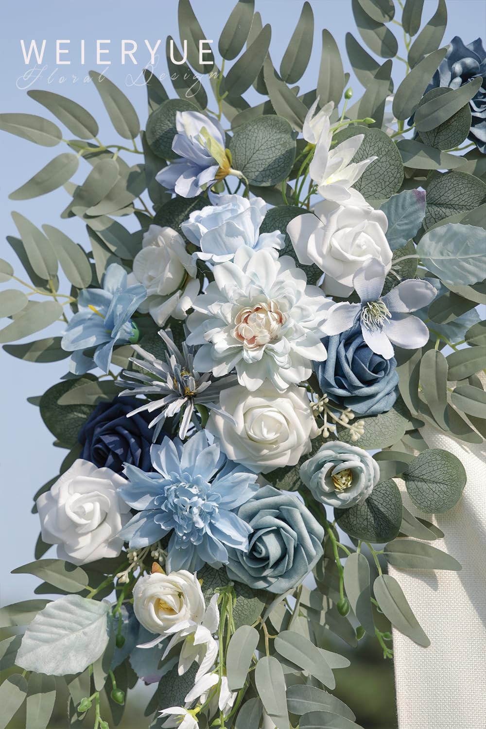 WEIERYUE Artificial Wedding Arch Flowers Kit(Pack of 2) for Wedding Arch, Bridal Shower, Ceremony and Reception Backdrop Decoration (Blue Inspiration)