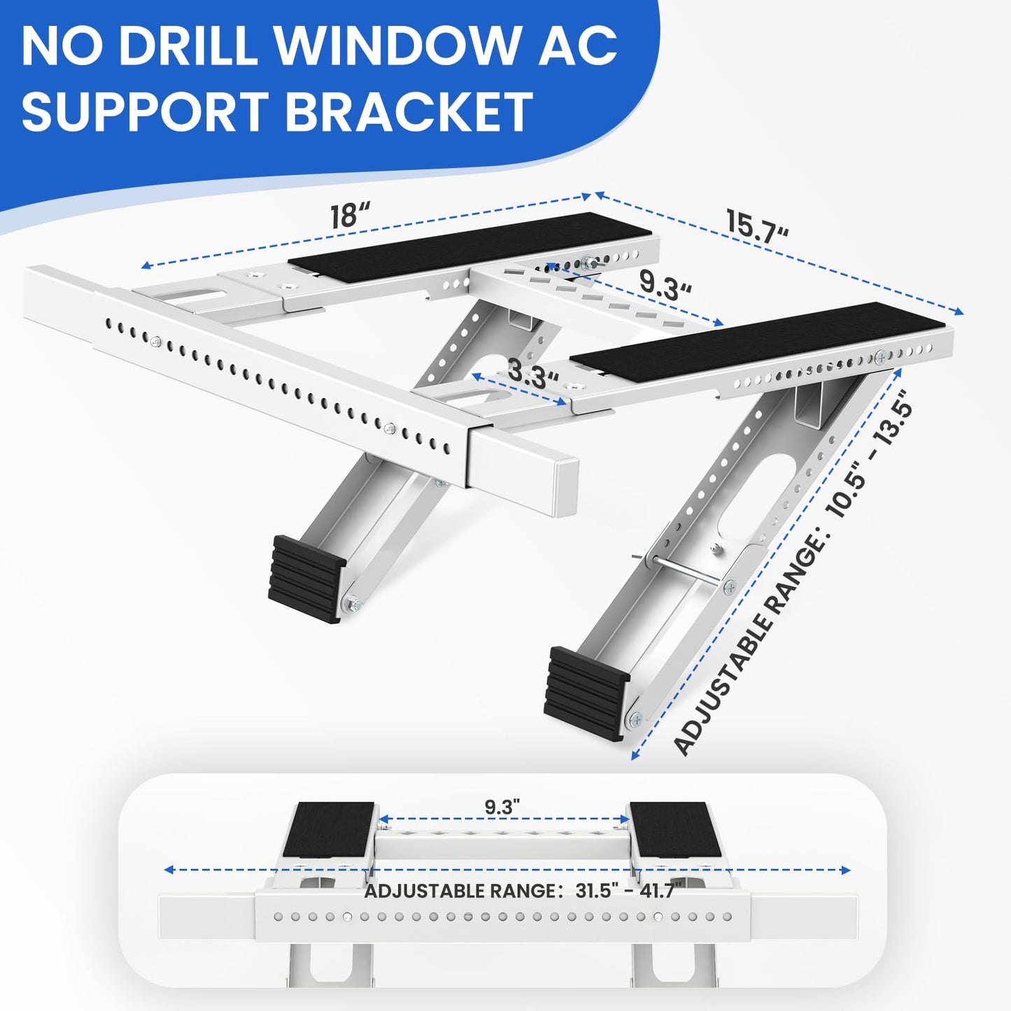 Cestluck No Drill Window AC Support Bracket: Adjustable Air Conditioner Support Bracket, Heavy Duty, Fits Single & Double-Hung Windows, Universal Units for 5000-24000 BTU, Up to 350 lbs