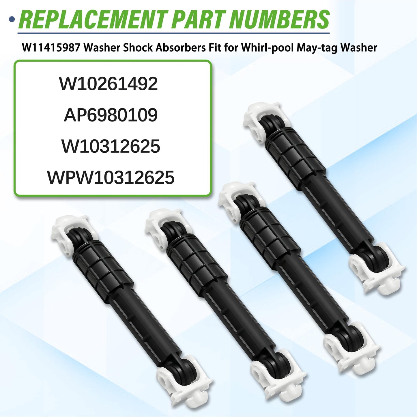 W11415987 WFW95hEDW0 WFW70HEBW2 WFW70HEDW0 WFW90HEFW1 Washer Shock Absorber Kit Fit for whirl-pool May-tag washer WFW80HEBW1 WFW80HEBW2 WFW81HEDW0 WFW8540FW0 MHW3000BG0 MHW3000BG1 MHW3000BG2