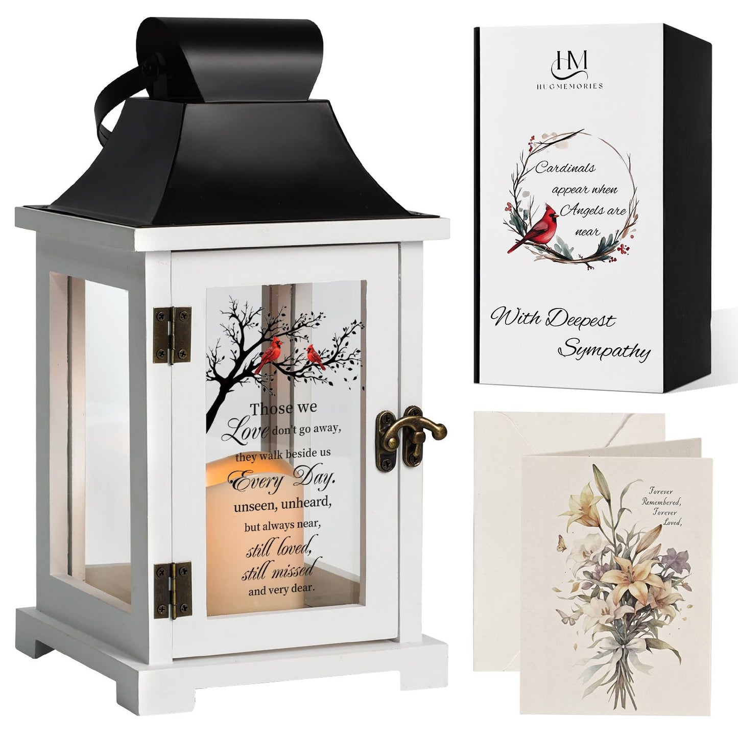 HugMemories Memorial Lantern, Sympathy Gifts for Loss of Loved One, Condolences Bereavement Gifts in Memory of Loved One with LED Candle