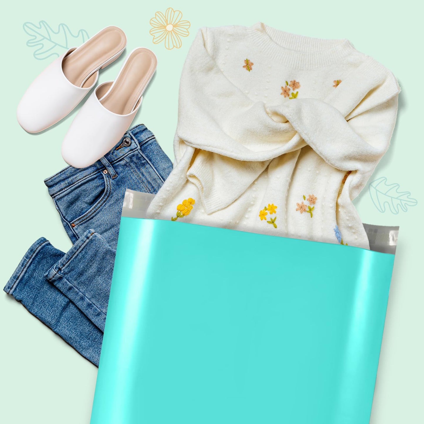 Fuxury 19x24 Inch 100 Pack Large Poly Mailers Shipping Envelopes Bags Teal,Self Adhesive Mailers Poly Shipping Bags for Small Clothing Business,Waterproof and Flexible polymailers,Keep Items Protected