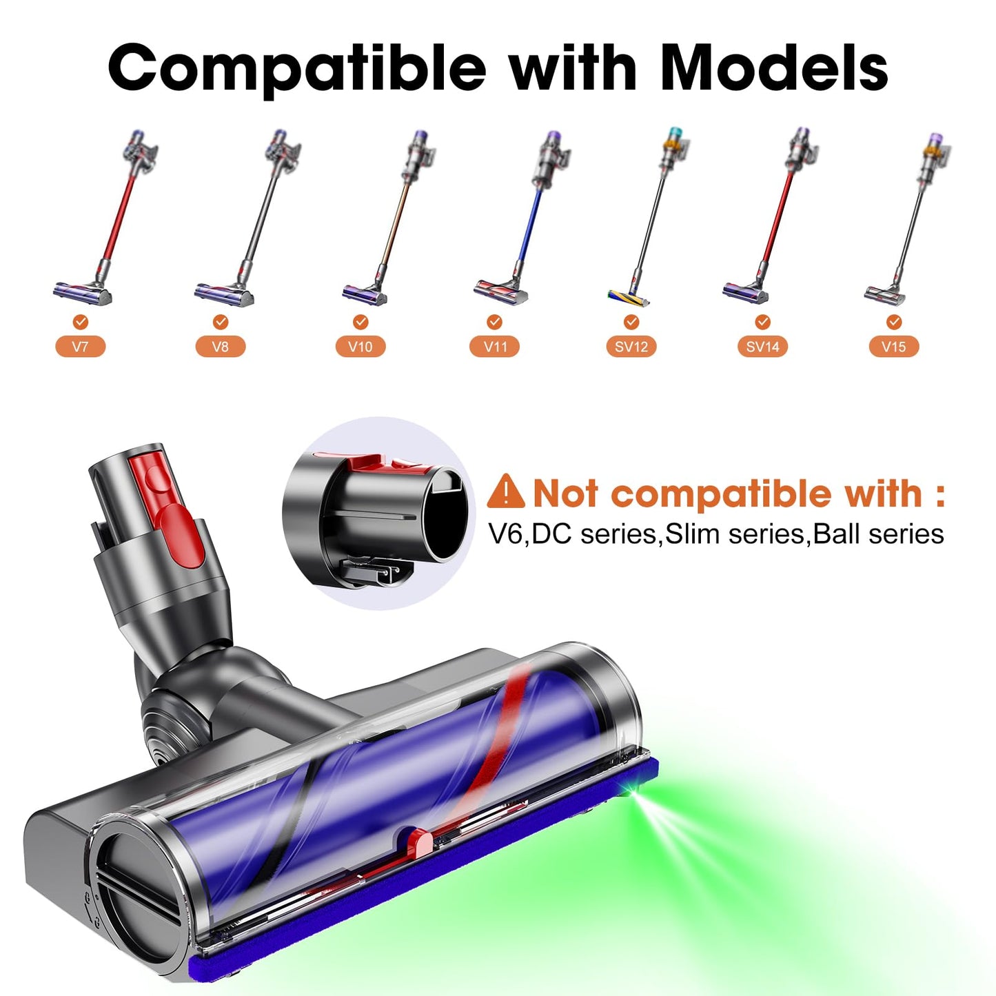 MYUAKO Vacuum Attachments for Dy-Son V8/V11/V15/V10/V7 Cordless Vacuum, Upgrade Anti-Tangle Quick Release Dy-Son Pet Hair Attachment, Dy-Son Vacuum Parts Floor Cleaner for Wood Floor/Carpets/Tile