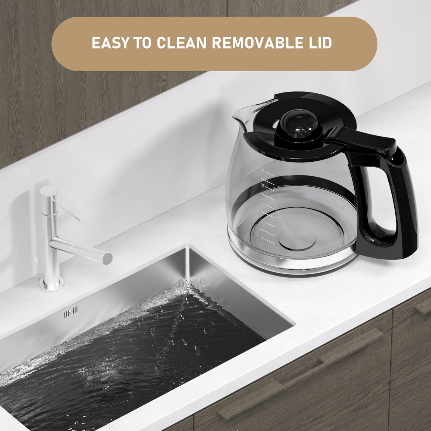 12-Cup Replacement Coffee Carafe Compatible with Hamilton Beach Coffee maker Pot 49902, 49915, 49905C, CM4309, 49317, 49467, 49611, 49904, 49934, 46230, 46290, 46293, 46294, 46299