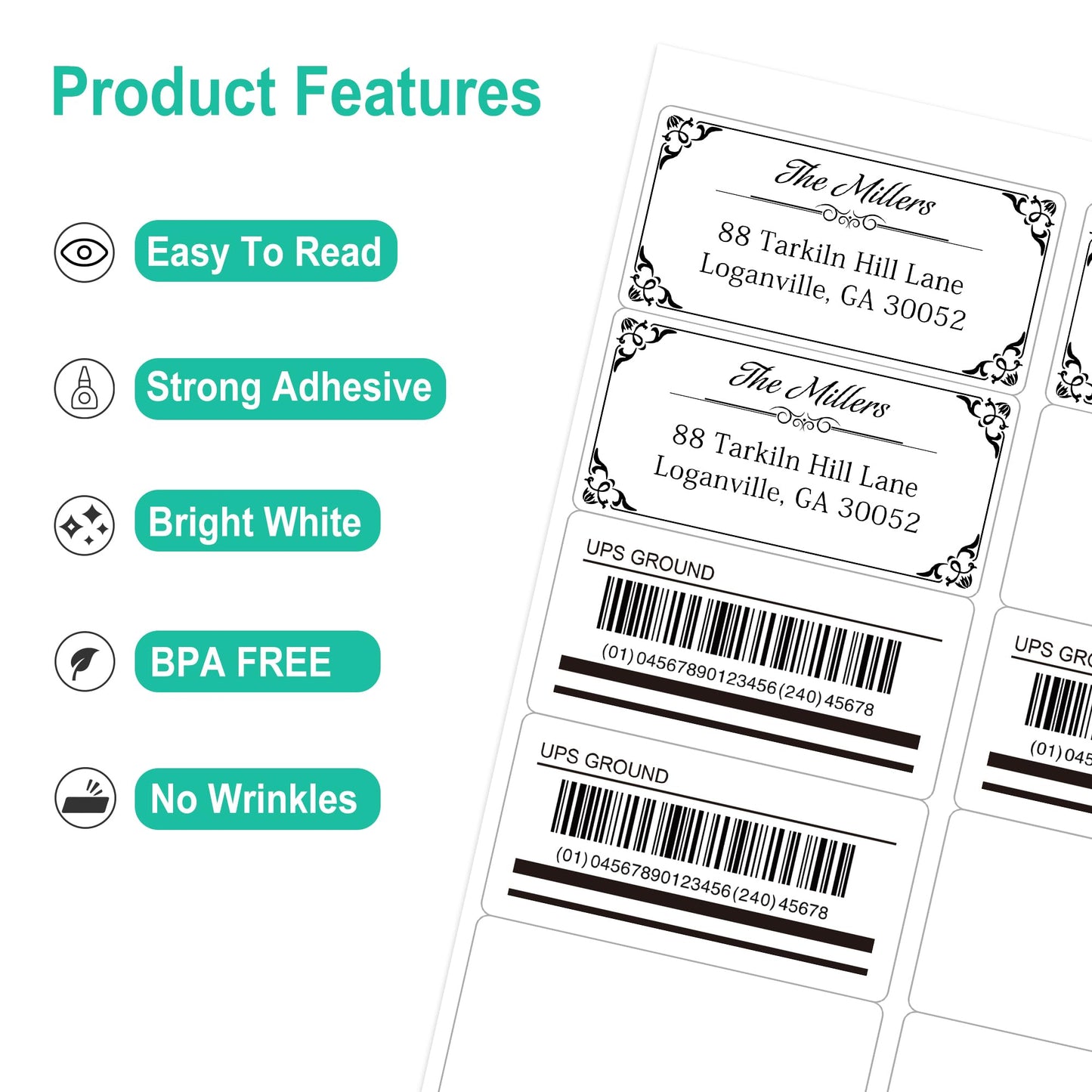L LIKED 2" x 4" Label Stickers, Printable White 500 Sheets for Laser/Inkjet Printing - Matte White, 10 per Sheets (5000 PCS Labels)