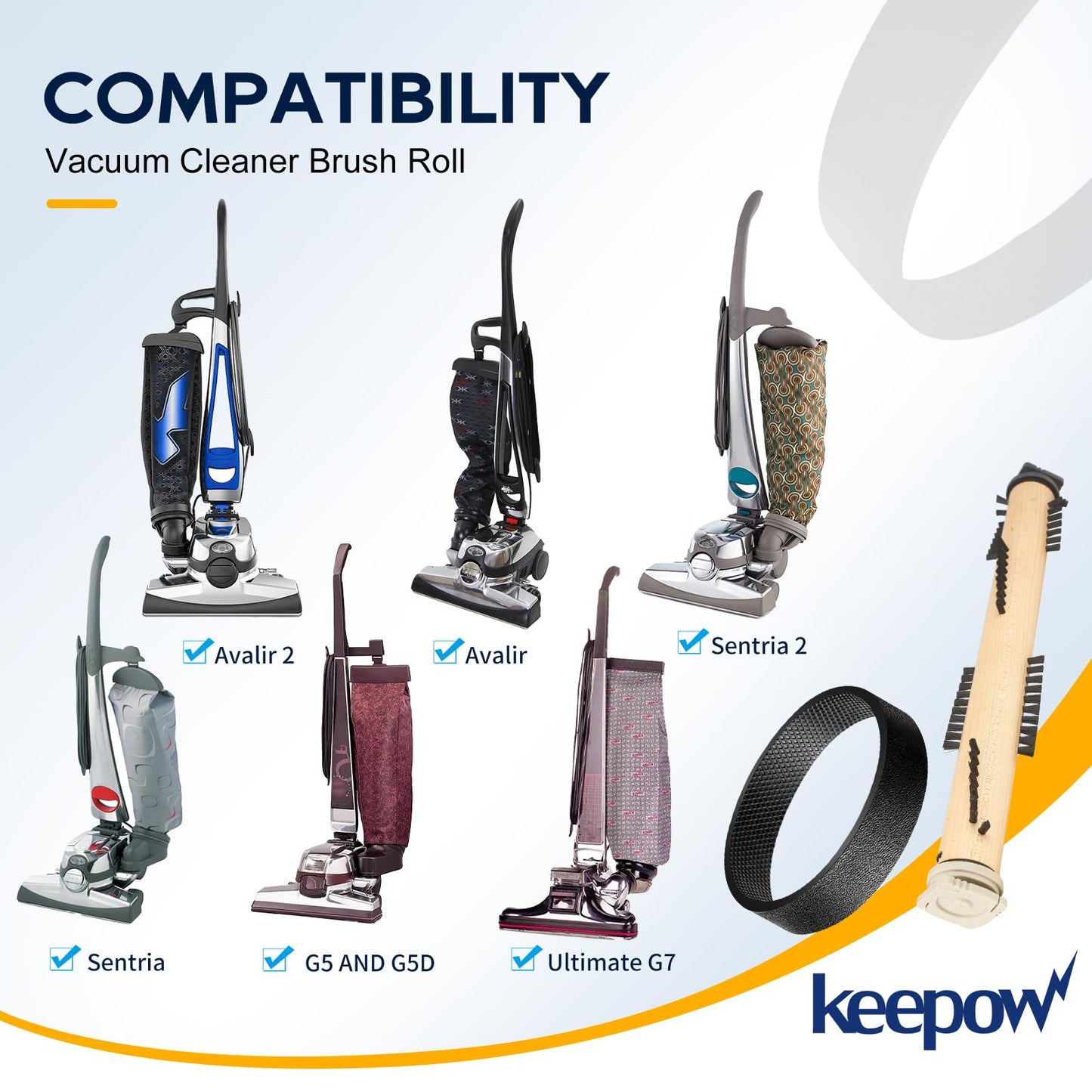 KEEPOW Replacement Part Compatible with Kirby Vacuum Brush Roll with 4 Pcs Belt, Compatible with Generation Models G3-G10, Sentria, Avalir Series