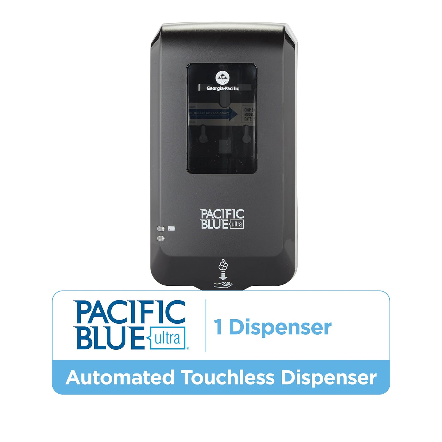 Georgia-Pacific (53590) Pacific Blue Ultra Automated Soap Dispenser, Black, Wall Mounted, Easy To Install & Maintain, Batteries Included