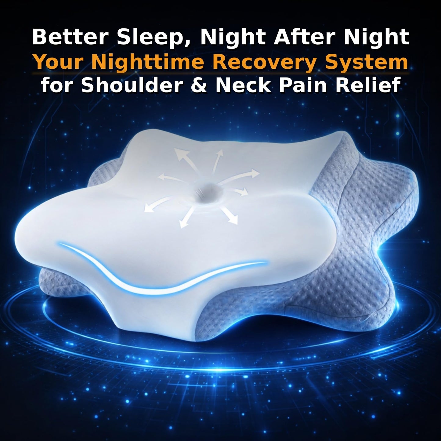 Cervical Neck Pillow - Memory Foam Pillow for Pain Relief Sleeping, Ergonomic Neck Support Contour Pillows for Side Back Stomach Sleepers,Orthopedic Breathable Pillowcase (Grey White)