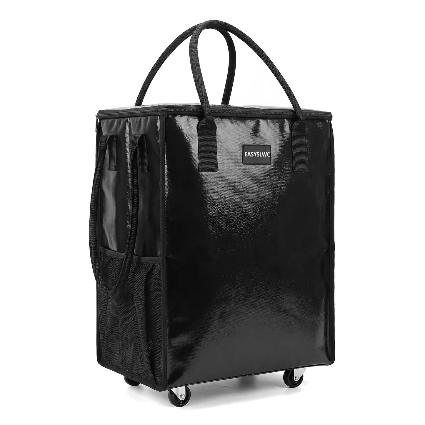 Reusable Hauler Rolling Tote Bag, Collapsible Portable Shopping Cart with Wheels for Groceries, Apartments Laundry, Organization , Heavy Duty Utility Tote, Basket with Wheels, Travel and Moving, 75lbs