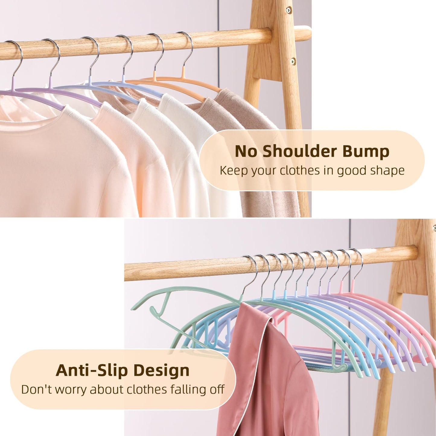 MOPALL Clothes Hangers 28 Pack, Non Slip PVC Coating Metal Sweater Hanger No Shoulder Bump, 16.5 inch Wide Heavy Duty Durable Adult Coat Hanging for Closet, Suit, Dress, Jacket, Pant, Shirt