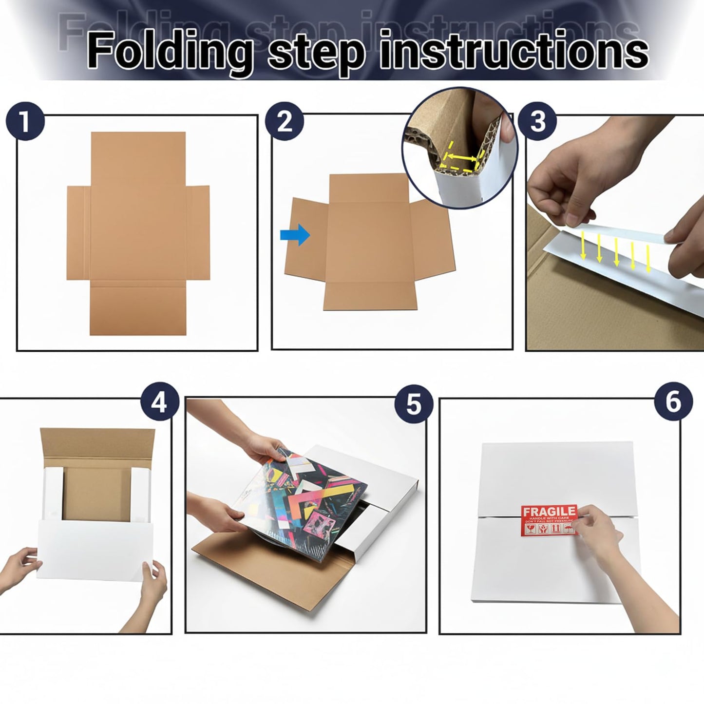 ZSZMFH 20 Pack Vinyl Record Shipping Boxes, 12.5" x 12.5" x 1" LP Record Mailer Boxes with Foam Pouches, Perfect for Mailing LP Records, Record Album Mailer, Album Box
