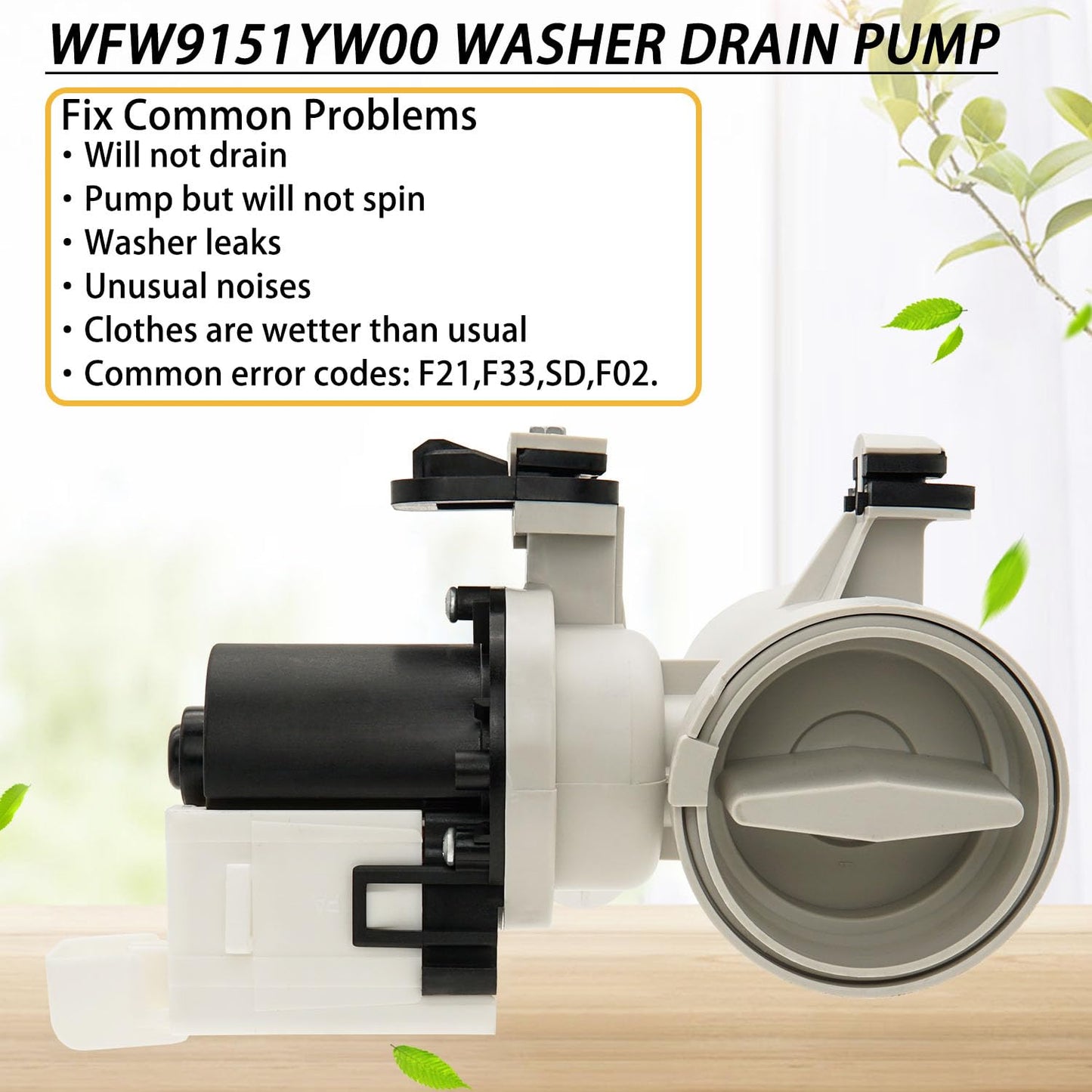 Washer Drain Pump Assembly by SupHomie - Replacement for Whirlpool Duet WFW9050XW00 WFW9150WW00 WFW9151YW00 WFW8300SW04 WFW9250WW01 WFW8300SW02 WFW9200SQA12 WFW8300SW00