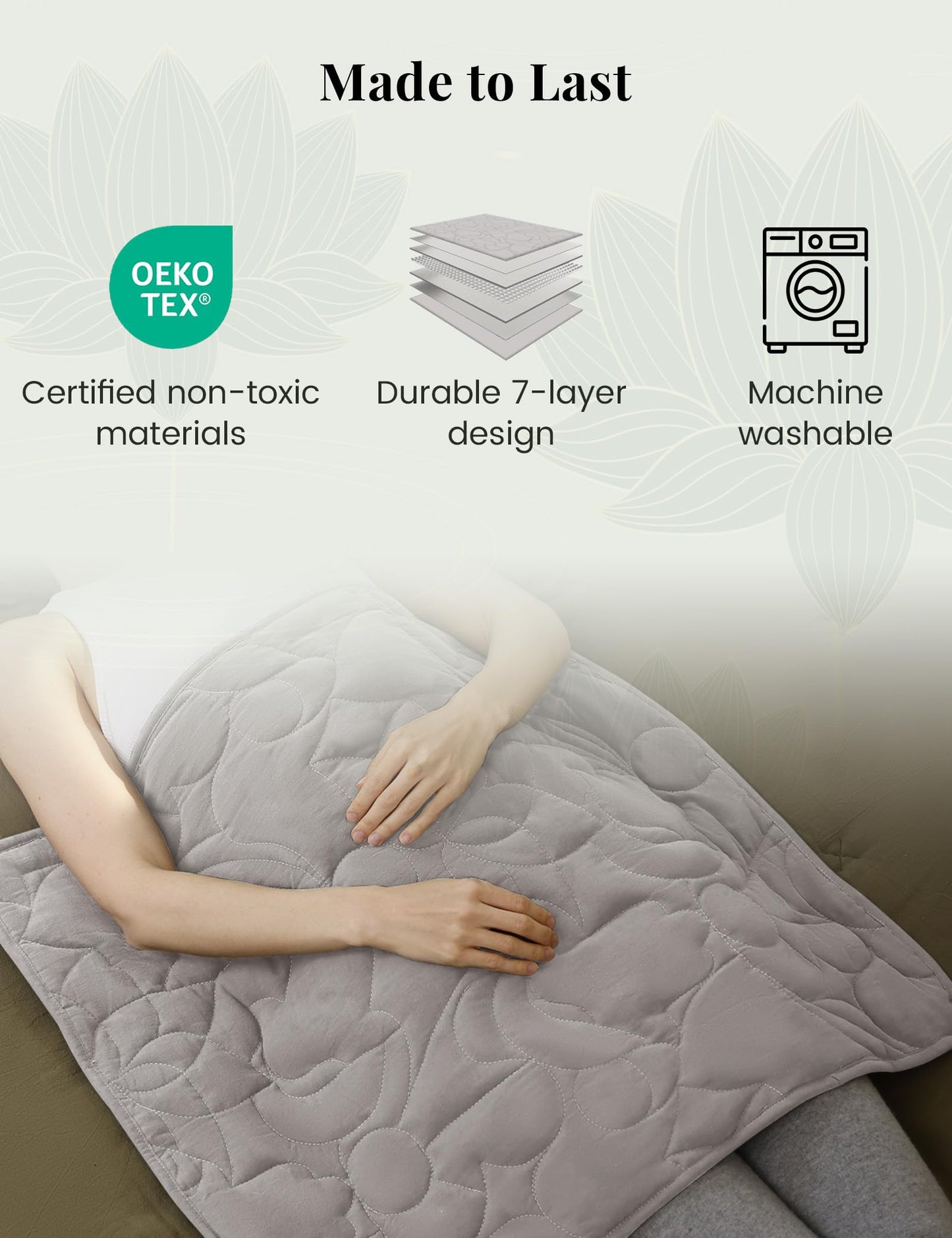 ZonLi Weighted Lap Blanket 5lbs for Meditation, Yoga, Napping, Sleeping and Travel, Cotton Weighted Blanket for Adults,Skin Friendly & Machine Washable, 29x24 inches, Light Gray