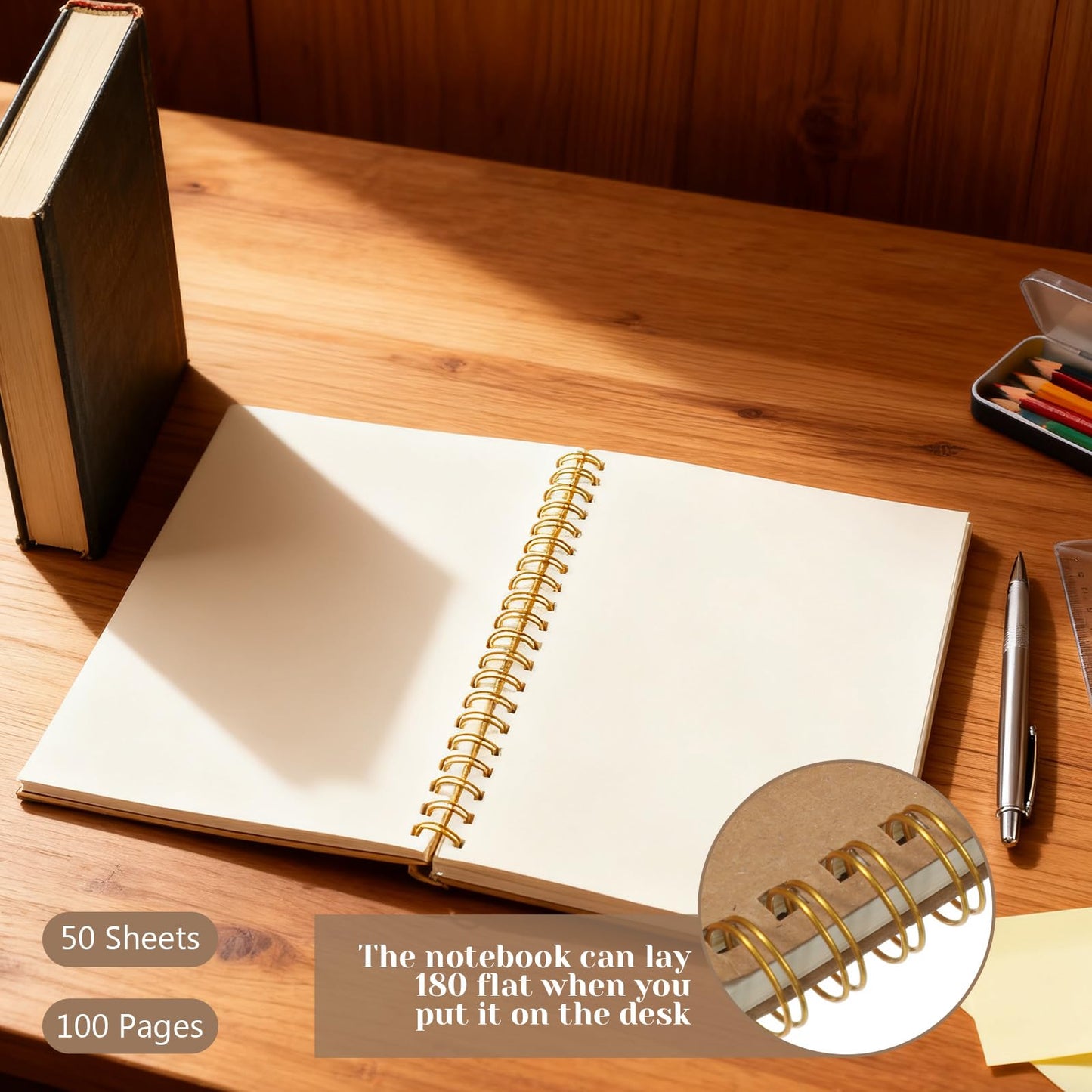 SHENLIU 24 Pack Blank Spiral Notebook, A5 Unlined Spiral Notebook, 100 Pages/ 50 Sheets Journal Sketch Books 8.3"x 5.5" Soft Cover Kraft Diary Planner for School Travel Office (Brown)