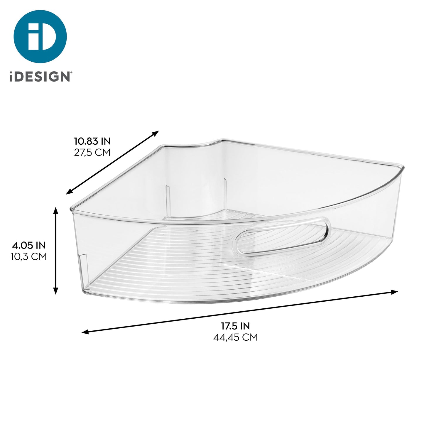 iDesign Clear Plastic 1/4 Wedge Bin for Corner Lazy Susan Cabinet, Kitchen Cabinet Organizer, 4-Pack