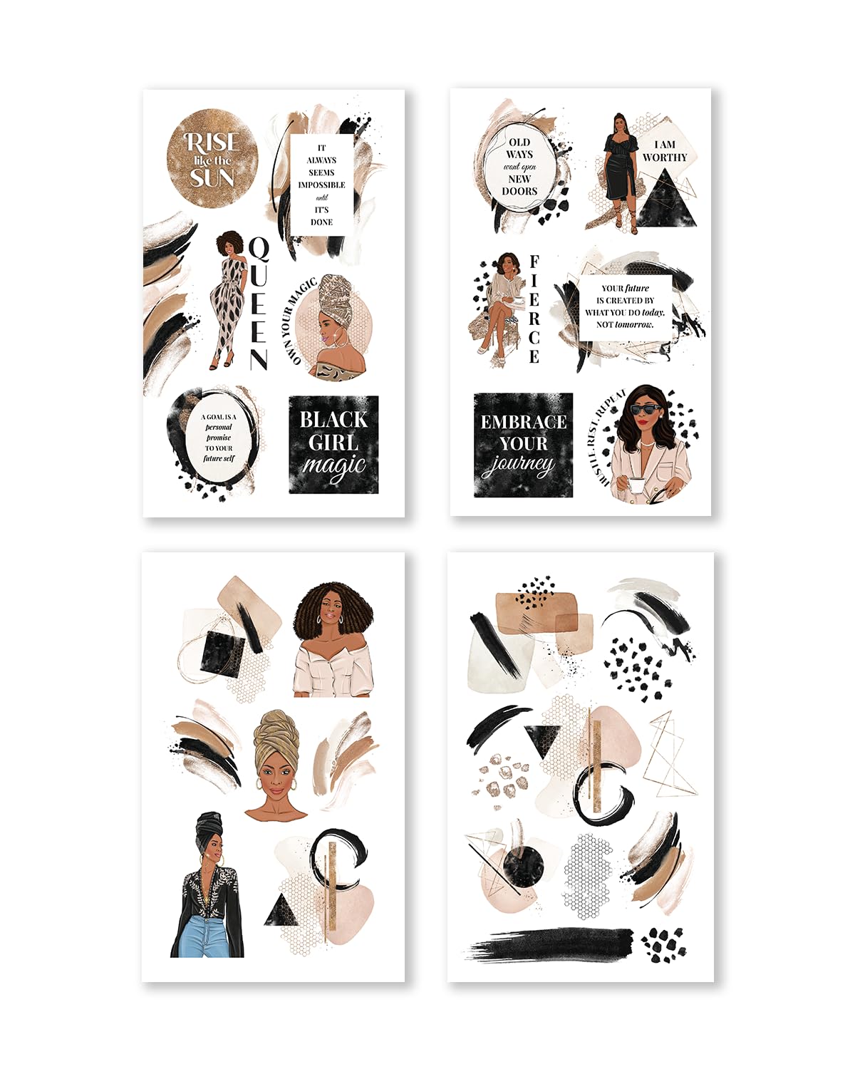 Rongrong Black Girl Magic Planner Stickers Book Volume 2 for Planners, Calendars, Journals, Vision Boards and Projects – Premium Quality, Hand Drawn – Scrapbook Accessories - 24 Pages