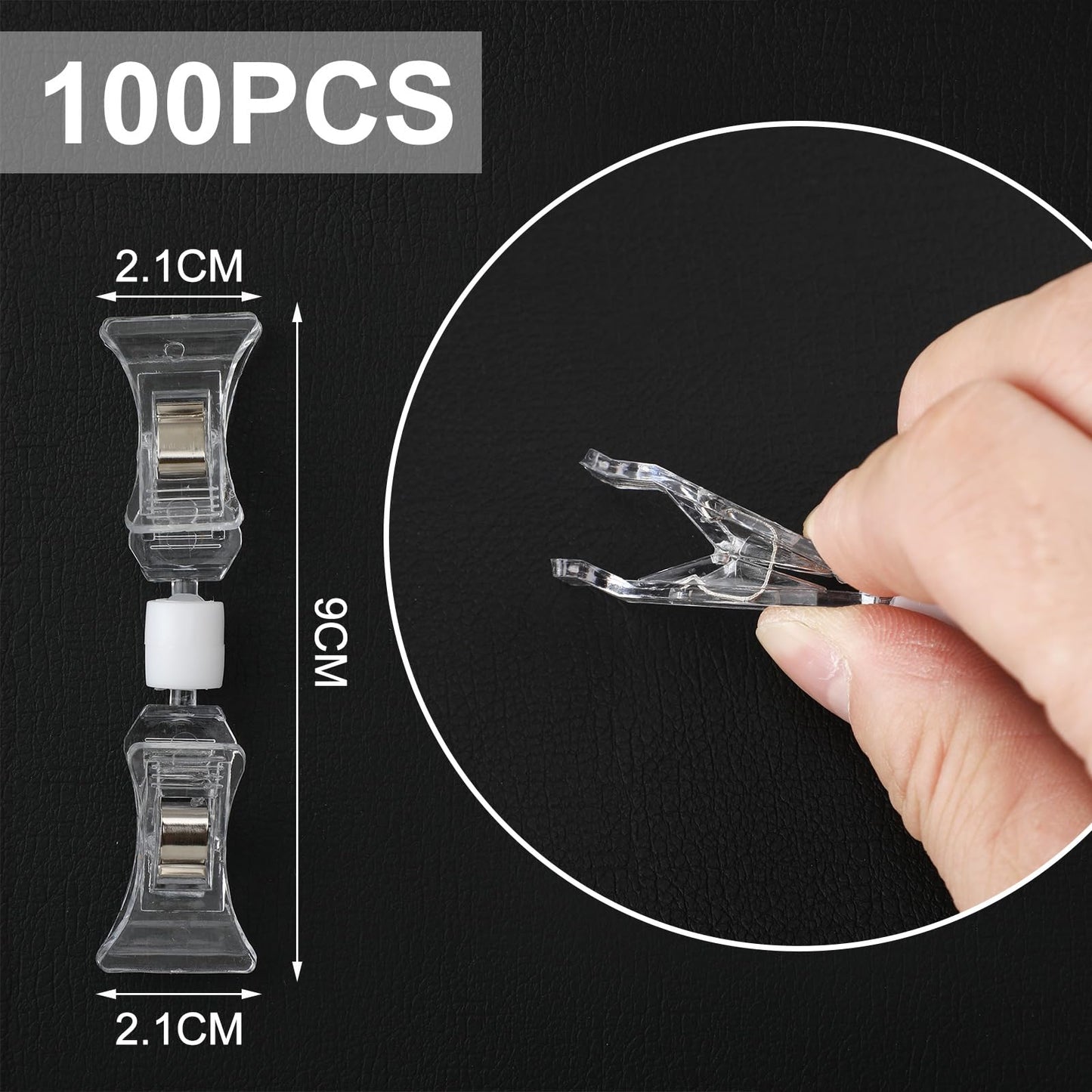 Colarr 100 Pcs Double Sided Sign Clips Sign Display Mini Clip Clear Adjustable Rotatable Merchandise Clip-on Holder Swivel Plastic Price Tag Clamp Holder Stand for Label Clothing Cards Retail