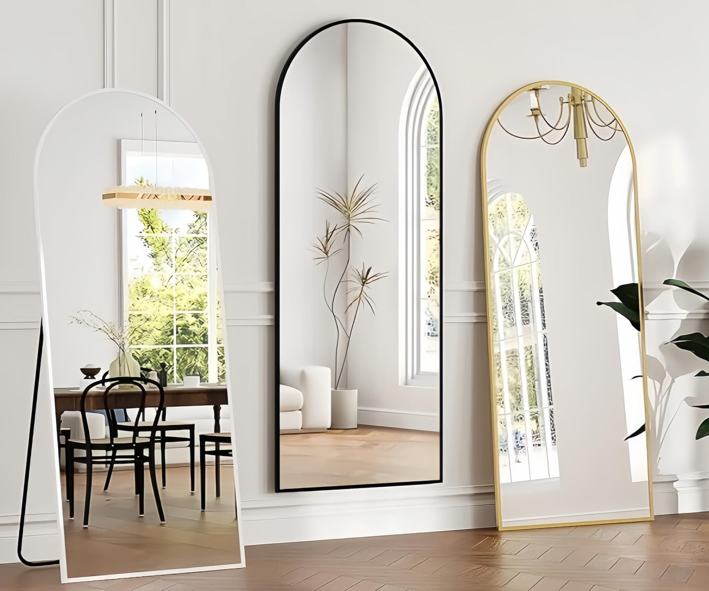 Rowjut Floor Mirror Arched Full Length Mirrors, Mirror Full Length Standing Hanging or Leaning Against Wall, 59"x18" Large Full Body and Wall Mounted Mirror for Bedroom Living Room, Silver