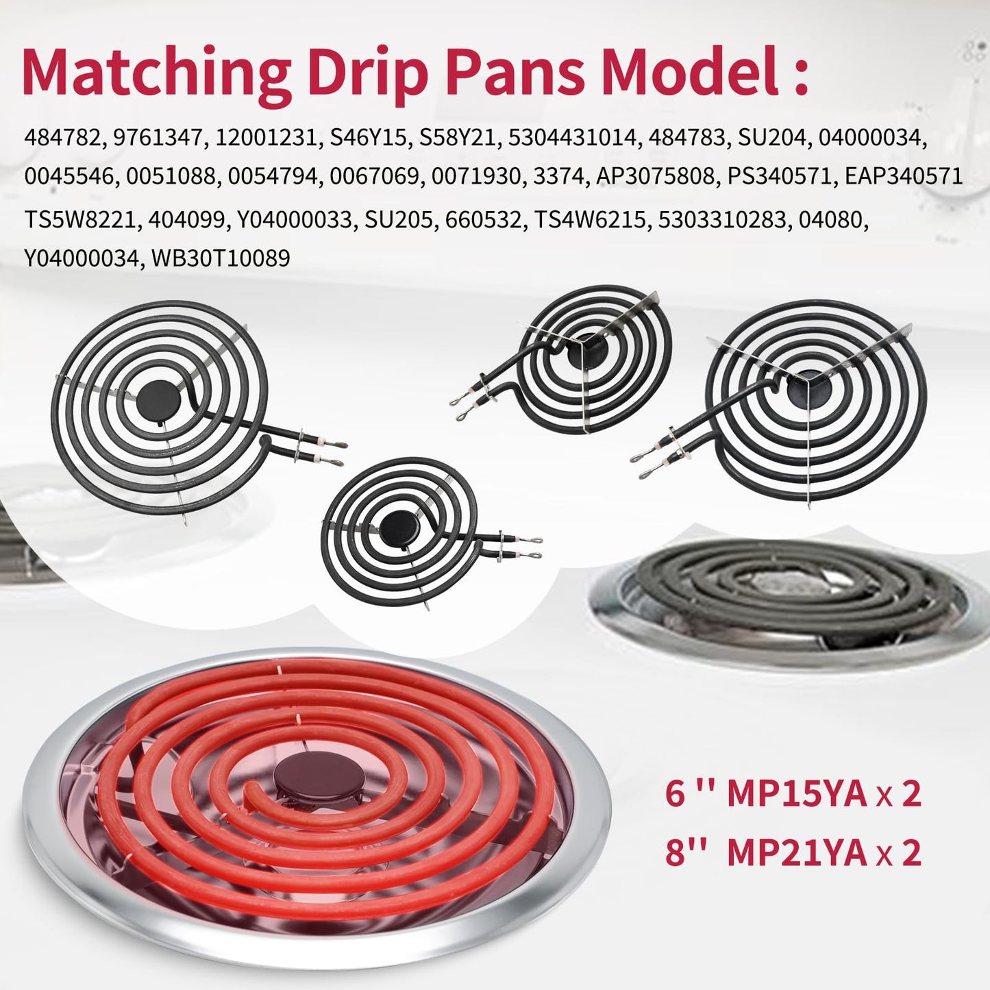 COZZIVITA MP22YA Electric Stove Burner Element Replacement-Perfectly Compatible with Whirlpool&Kenmore&Frigidaire &Hardwick&Maytag&Norge Stove Top-Include 2* MP15YA 2* MP21YA