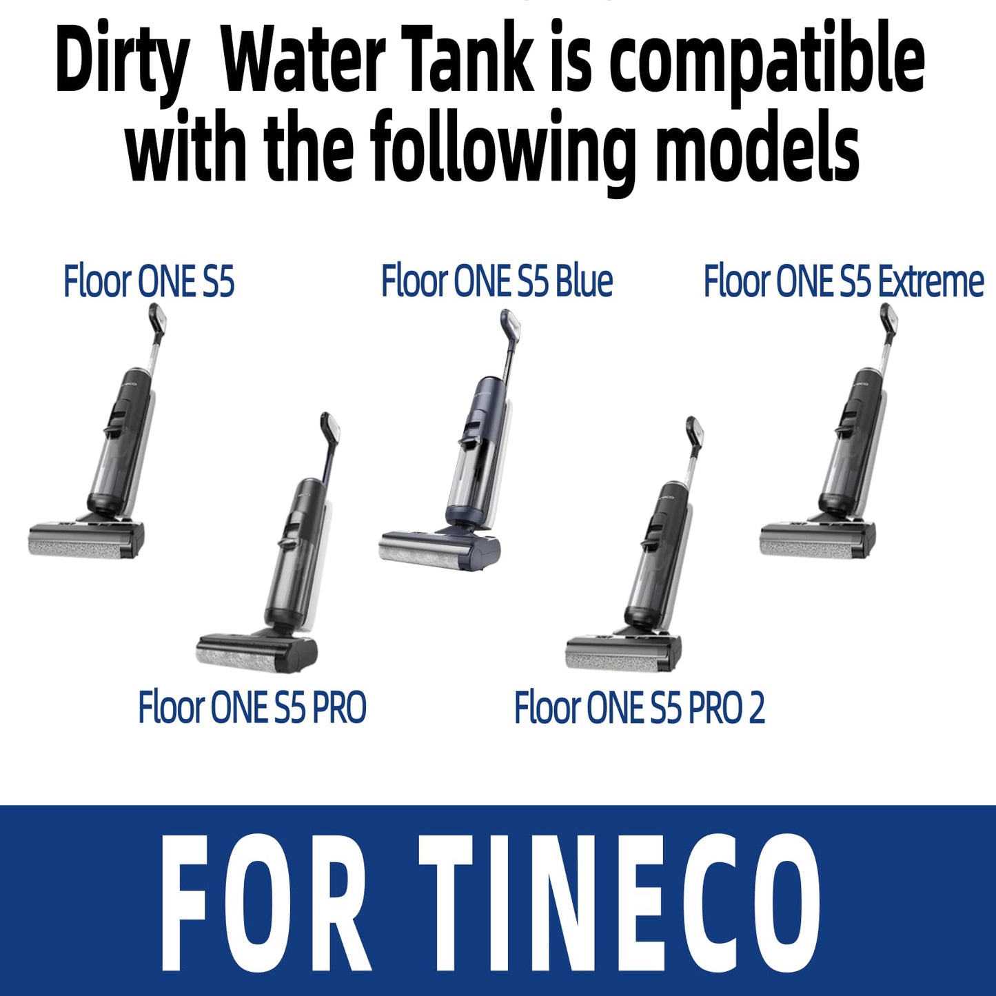 440934 Dirty Water Tank Compatible for Tineco Floor ONE S5/Floor ONE S5 Blue/Floor ONE S5 Extreme/Floor ONE S5 PRO/Floor ONE S5 PRO 2 Models. Smart Wet/Dry Vacuum Cleaners Accessories Parts, 0.72L.