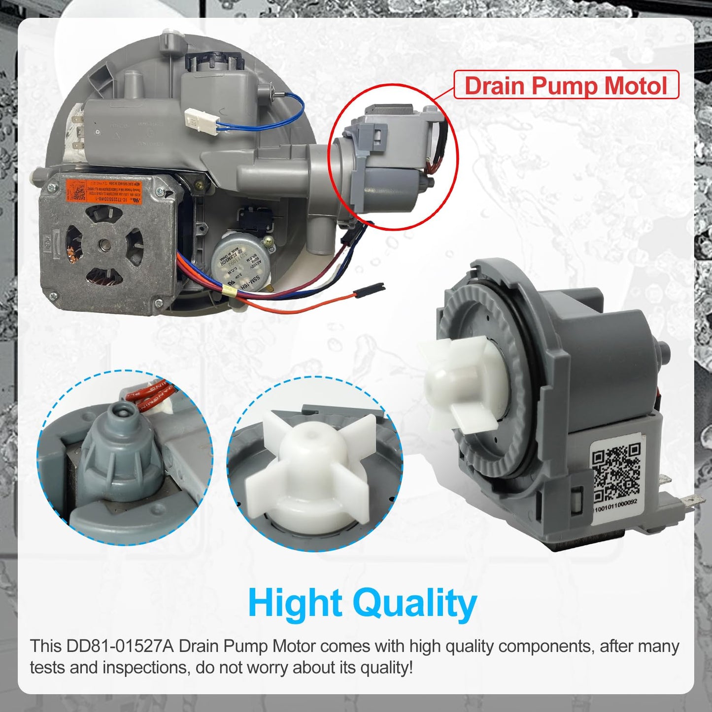Upgraded DD81-01527A D.I.Accessa Original Equipment Manufacturer (OEM) Part Drain Pump Motor Replacement for Samsung Dishwasher DW80R5061 DW80R5060 Series（100% Authentic - No imitation）