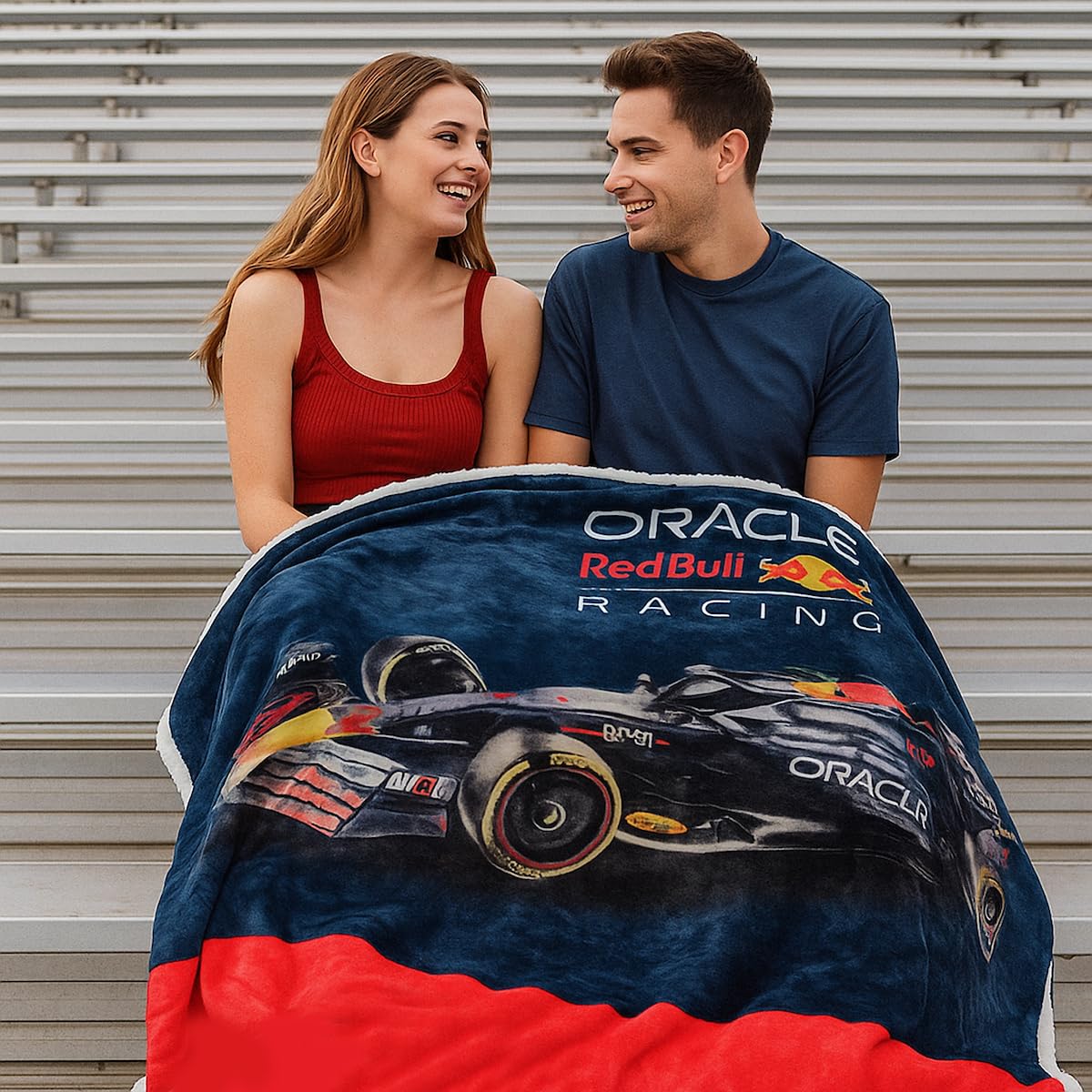 Character World F1 Oracle Red Bull Racing Official Fleece Throw Blanket 47x59 in, Soft Warm Polyester Blanket for Couch, Bed and Travel, Gift for Motorsport Fans