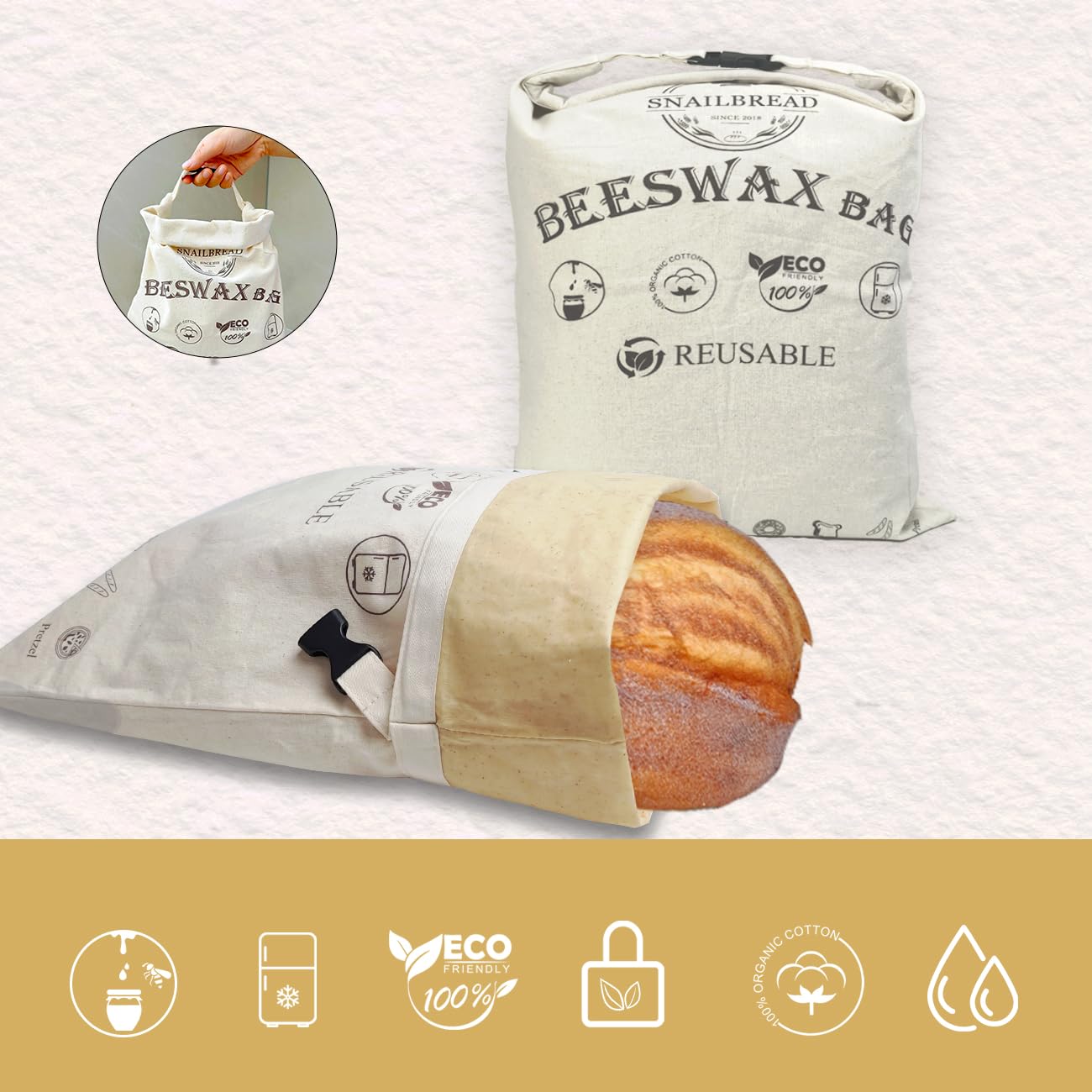 Reusable Beeswax Bread Bags for Sourdough: XL Eco-Friendly Fresh Food Storage (13x17in, 2 Pack) | Moisture Lock, Sustainable Homemade Bread Preservation