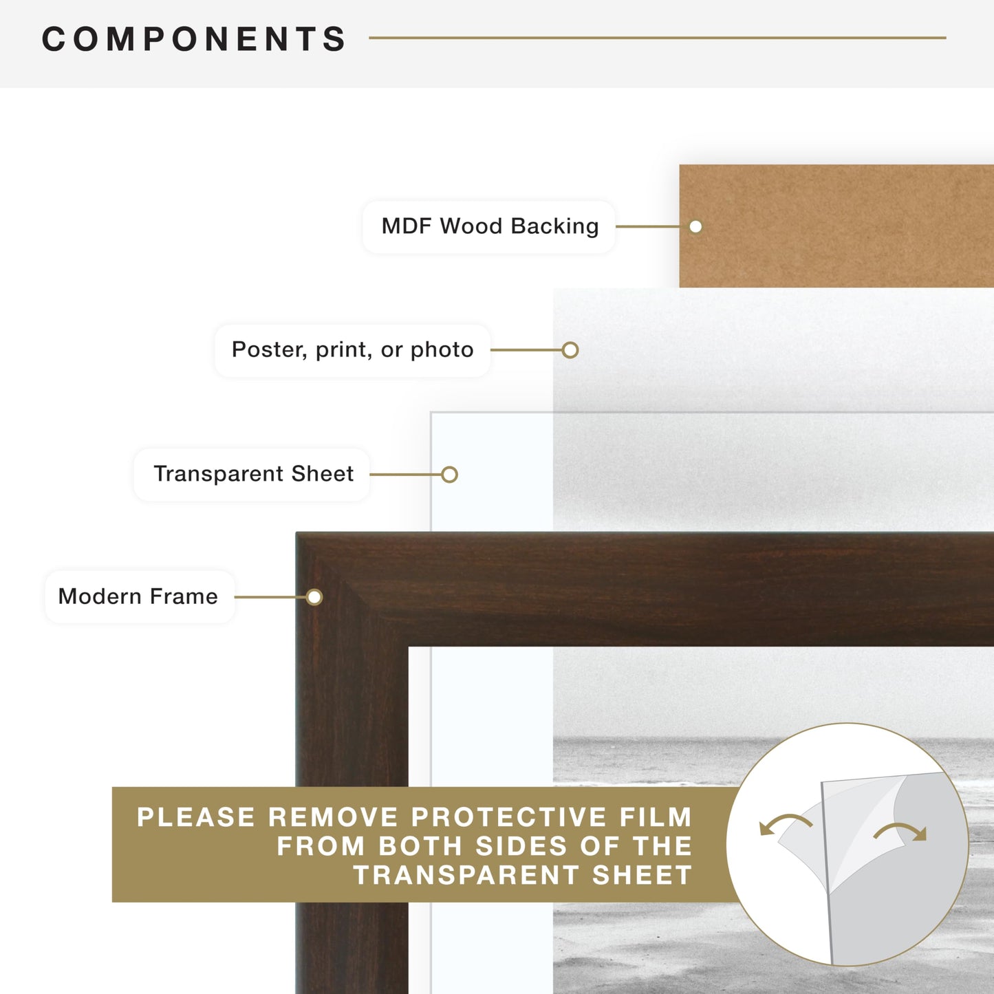 MCS Museum Poster Frame 24x36 Espresso Woodgrain, Vertical & Horizontal Wall Hanging Large Picture Frame for Photos, Posters & Art Prints (1-Pack)