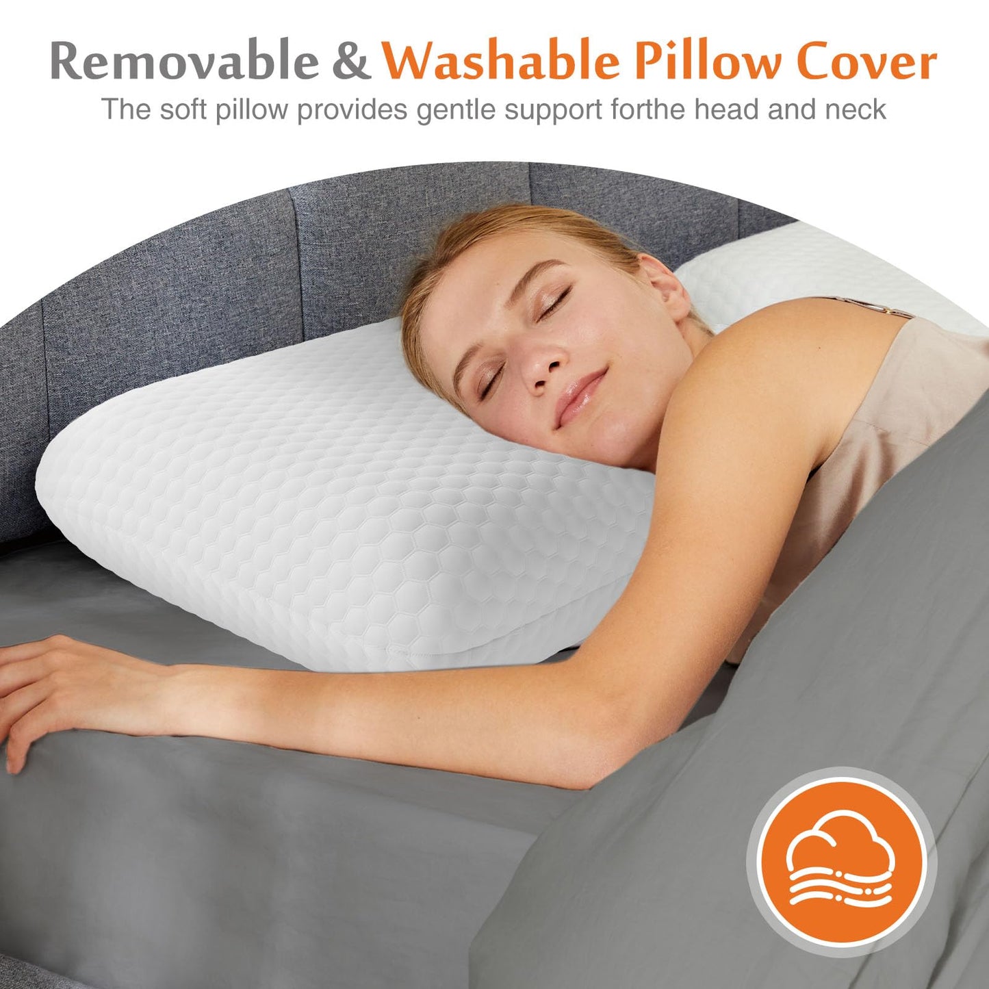 Sweetcrispy Cooling Gel Memory Foam Pillows for Sleeping, Back and Side Sleeper Support, Standard Size-Medium Firm, Bed Pillows for Adults with Washable Cover and Breathable Mesh – 2 Pack, White