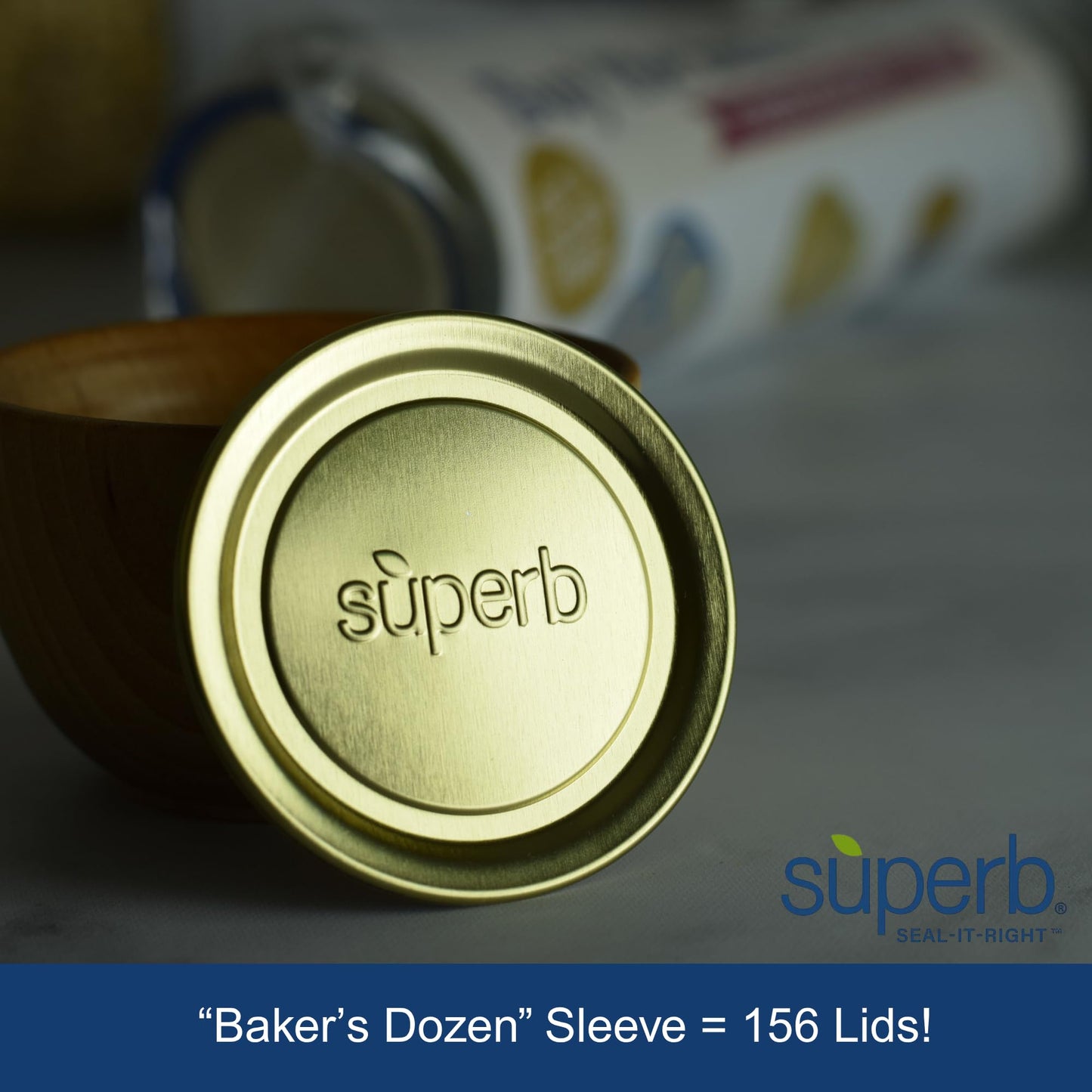 Superb Canning Lids – Wide Mouth Mason Jar Lids – Baker’s Dozen/Bulk Package of 156 Lids – Made in the USA