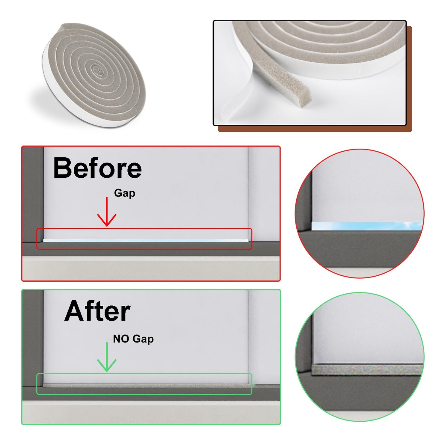 BJADE'S Dual Hose Portable Air Conditioner Window Seal Kit for 5in Portable AC Exhaust Hose with Insulating Sealing Tape,Adjustable Portable AC Window Vent Kit Length from 17" to 47"