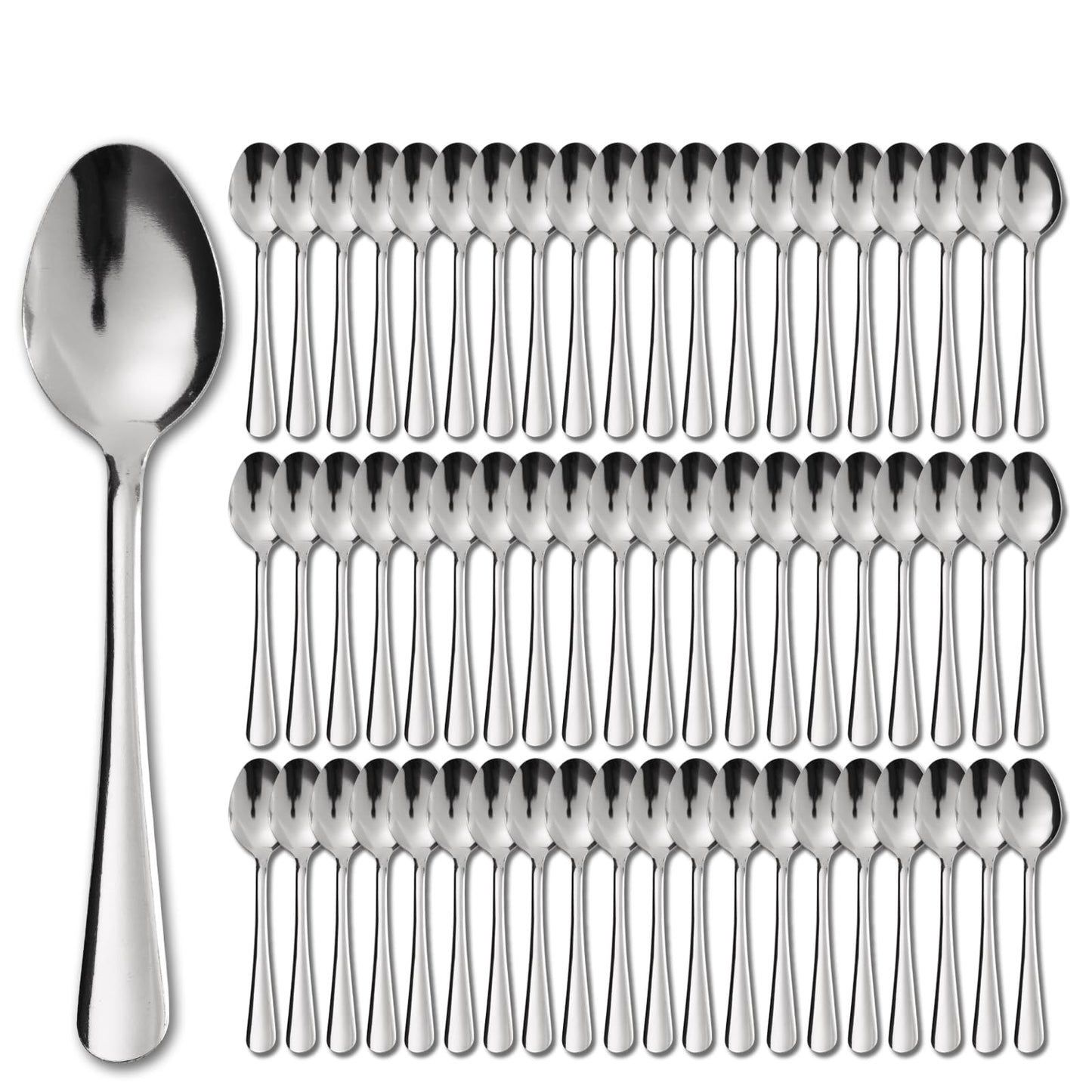 Hansmart 60 PCS Dinner Spoons Set - Windsor Stainless Steel Dinner Spoon 7.1 Inch with Dishwasher Safe Dessert Spoons, Metal Dessert Spoon, Silverware for Home, Kitchen or Restaurant