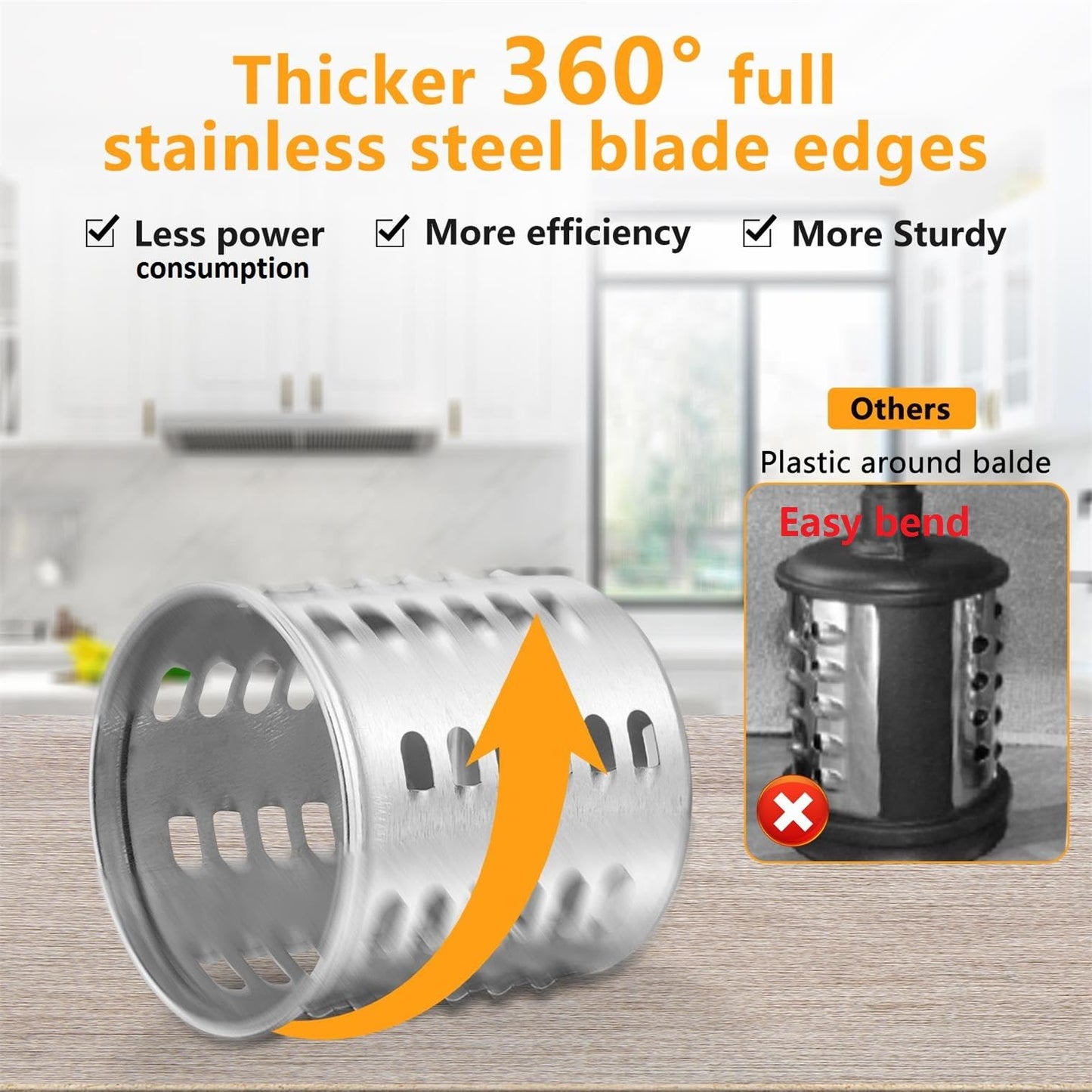 FavorKit Slicer Shredder Attachment for KitchenAid Mixers, Stainless Steel Cheese Grater Vegetable Salad Maker Accessories with 3 Cutting Blades,Dishwasher Safe!