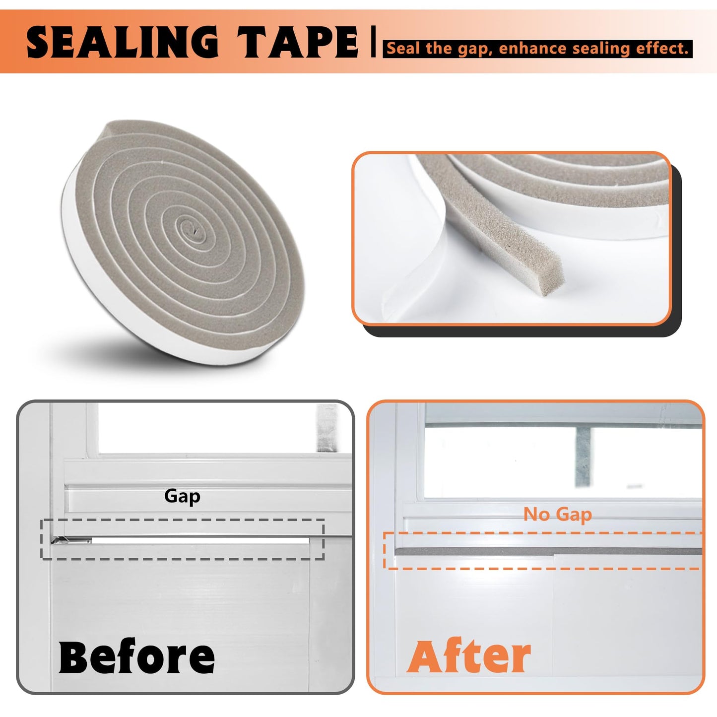 GCGOODS Portable AC Window Kit, Air Conditioner Daul Hose Window Seal Plates Kit for 5" Diameter Sliding and Hung Windows, Double Hole Design with Foam Seal Tape, Universal Sealing Panels