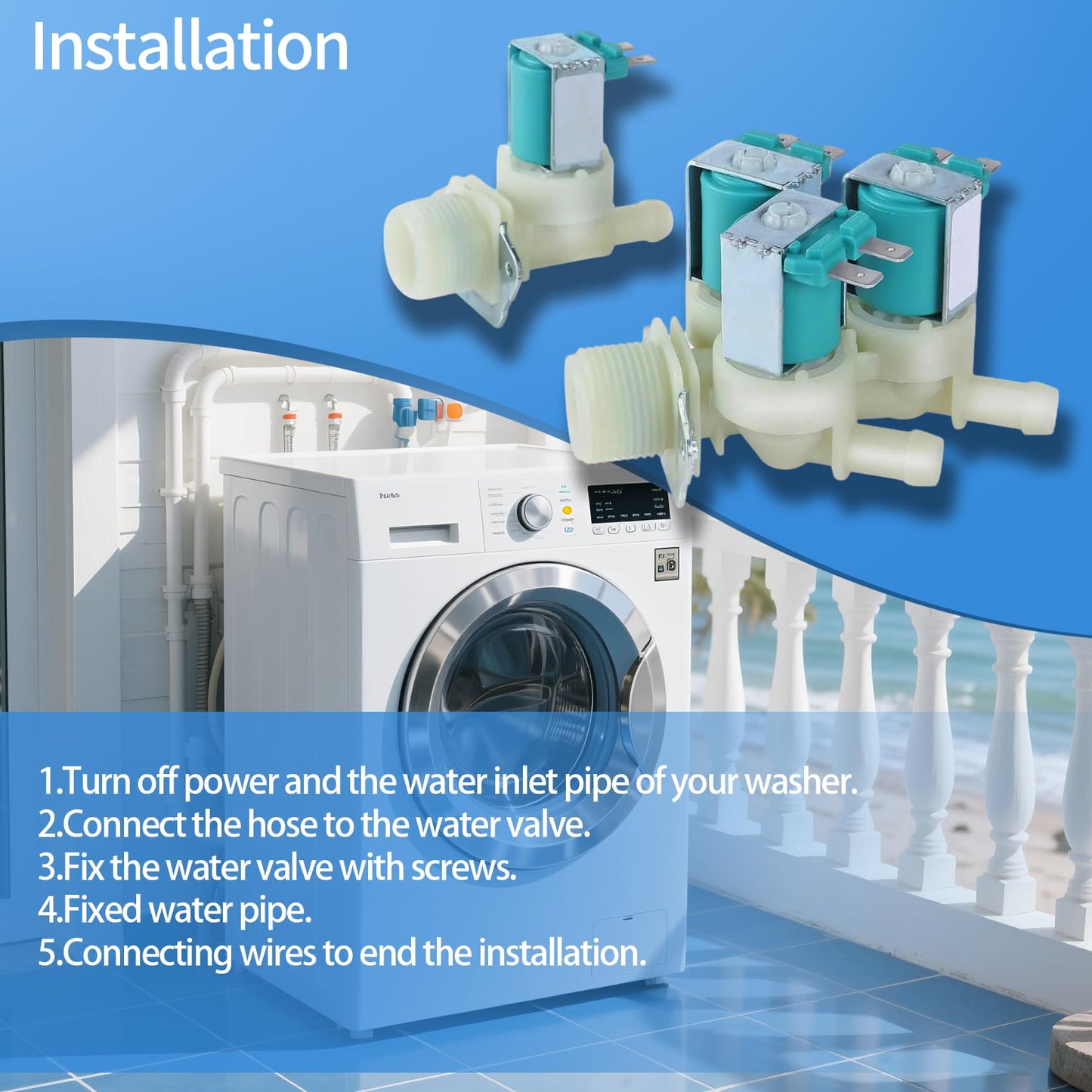 WM3670HWA WM8000HVA WM3270CW Washer Water Inlet Valve for LG WM3670HVA WM3070HWA WM3770HWA WM2250CW WM3370HVA WM3570HWA WM3570HVA WM2101HW WM3770HVA WM3150HWC WM3250HWA WM5000HVA WM8100HWA WM3370HWA