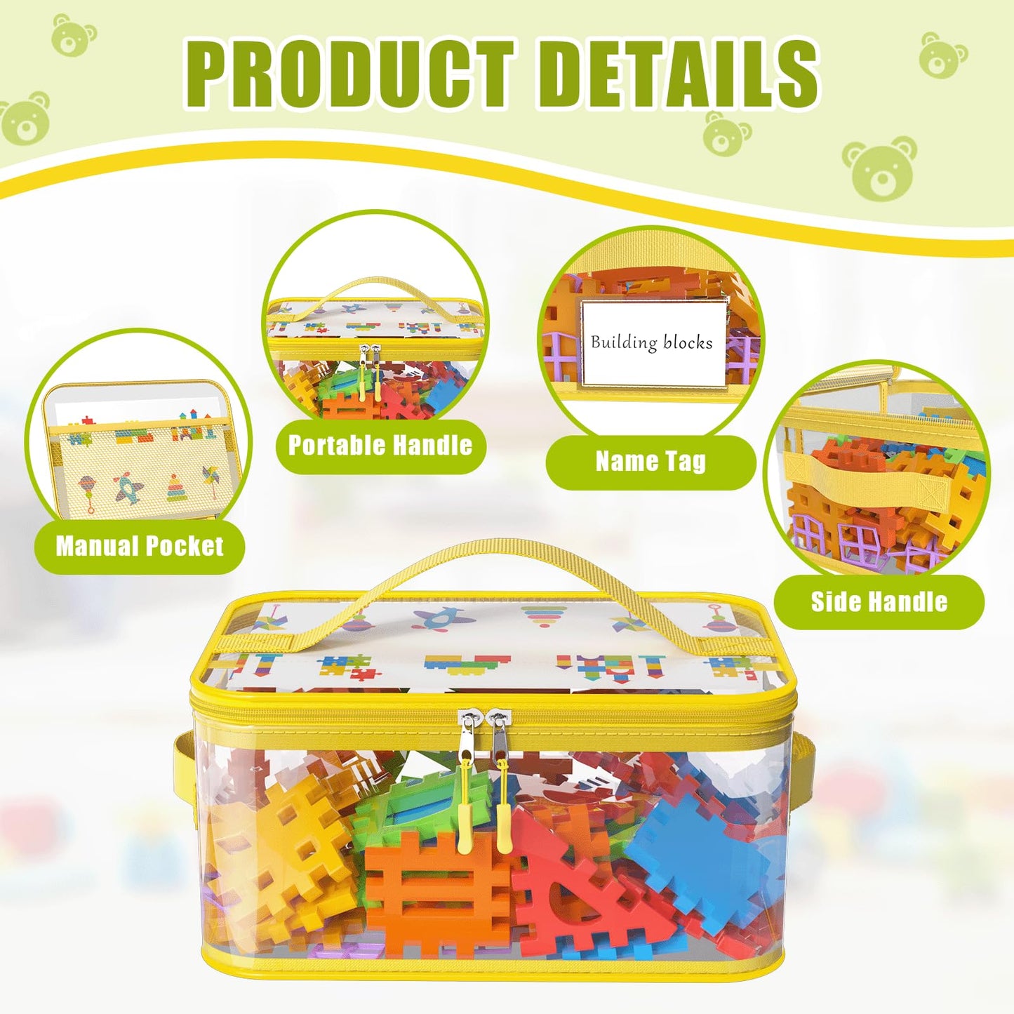 8 Pack Extra Large Clear Toy Storage Bags with Zippers & Labels, Reusable PVC Transparent Waterproof Toy Organizer Bags for Board Game Storage, Building Blocks, Puzzle, Dolls