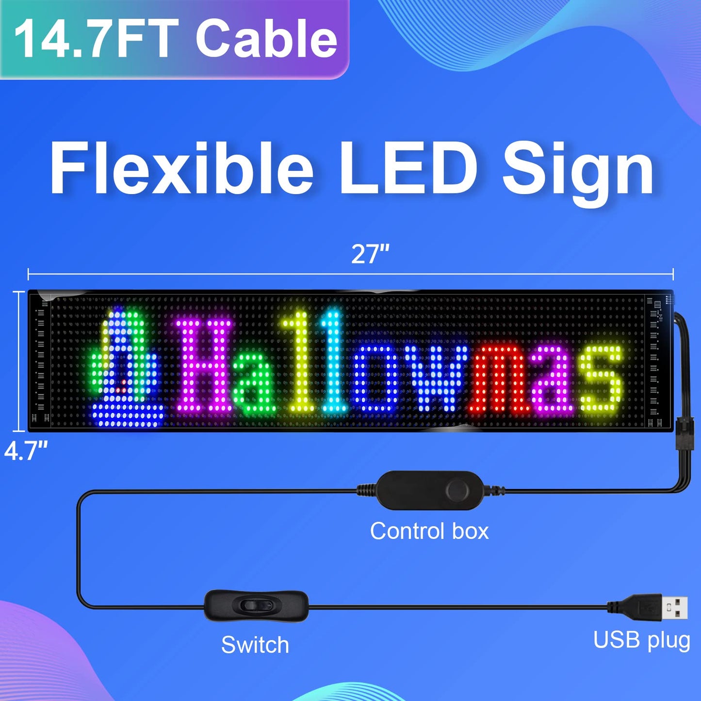 Programmable LED Sign,Scrolling Flexible Advertising Digital Signs,LED Car Sign,Control by Bluetooth APP Control,DIY Design Text, Patterns, Animations