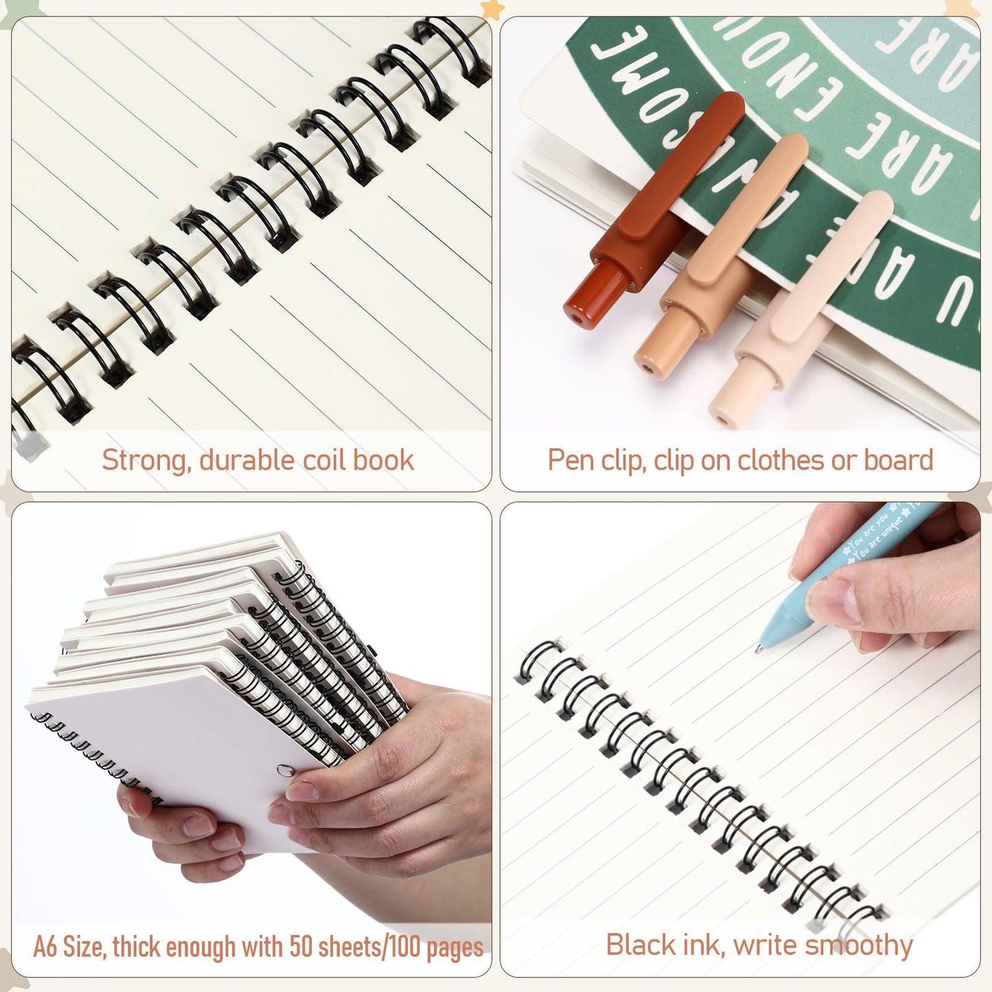 Thenshop 60 Pcs Mental Health Awareness Gifts Bulk 30 Self Care Notebook Journals 30 Positive Affirmation Pens for Women Office Staff Nurse Teacher Appreciation Student End of Year Gifts (Rainbow)