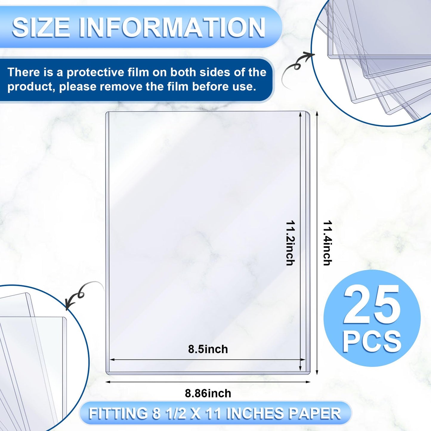 Jecery 25 Pcs 8.5 x 11'' Rigid Print Protectors Clear Rigid Plastic Paper Page Protectors Photo Plastic Sleeves for Document