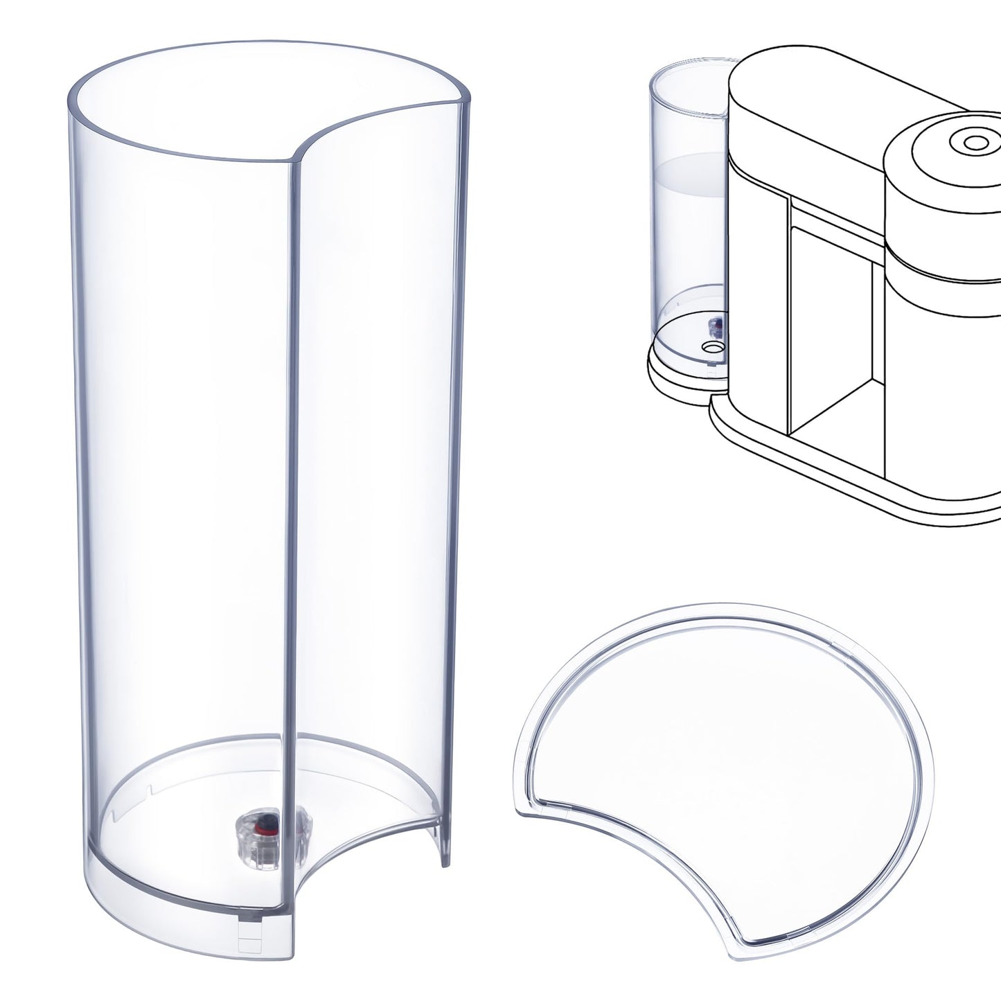 Feekoon Water Tank Reservoir & Lid Cover Replacement Compatible with Nespresso Vertuo Next, Compatible with Krups XN910B XN9105 XN910C Coffee Machine, Coffee Machines Replacement Parts, Clear