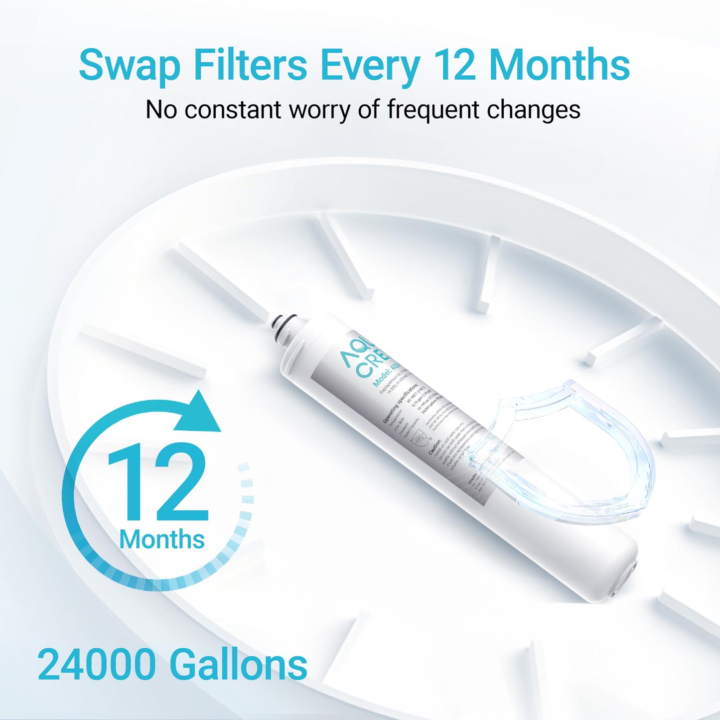 AQUA CREST H-300 Under Sink Water Filter, Replacement for Everpure H-300, H-300-NXT, 7CB5, EV9270-71, EV9270-72, EV9618-11, EV9855-50, EV9282-01, NSF/ANSI 42 Certified, 24000 Gallons
