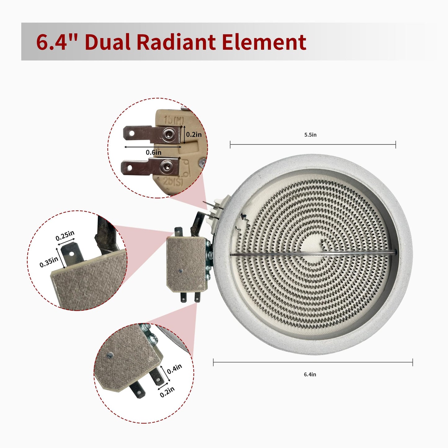 Upgraded WB30T10145 5.5" Radiant Surface Element Compatible with Electric Range, DG47-00060A MEE62385001 Range Oven Heating Element 1652042812 Replaces PS2370248